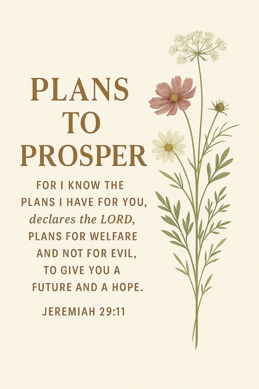 Jeremiah 29:11 Bible Verse Wall Art  | Plans to Prosper Digital Download