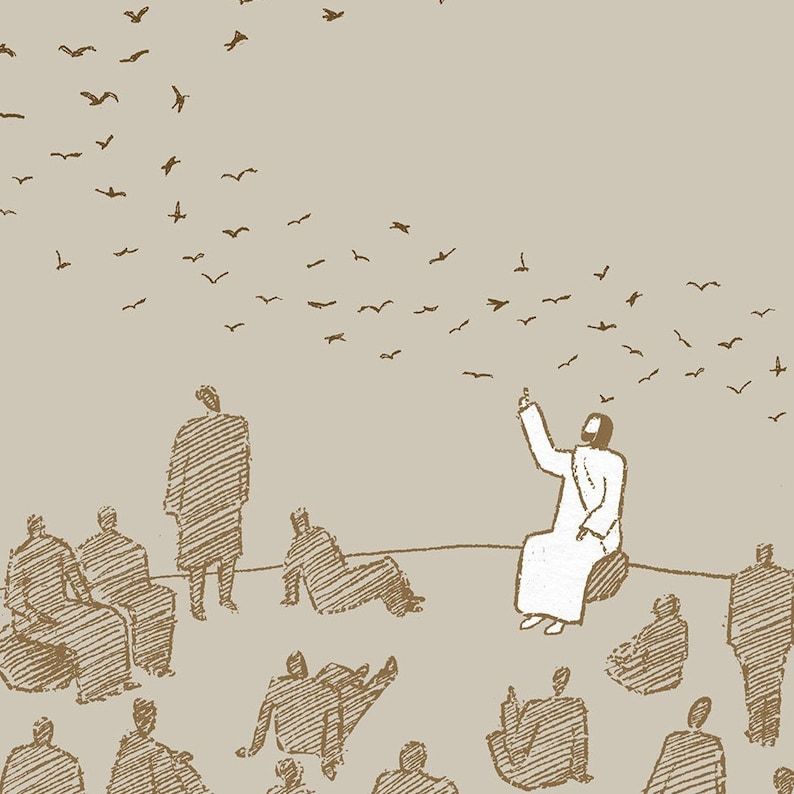Aves del aire DESCARGA DIGITAL, Sermón de Jesús en el Monte Arte Bíblico, Versículo Bíblico Moderno, Jesús imprime Arte de la pared Bosquejo de la Biblia Escritura Boho – Etsy México