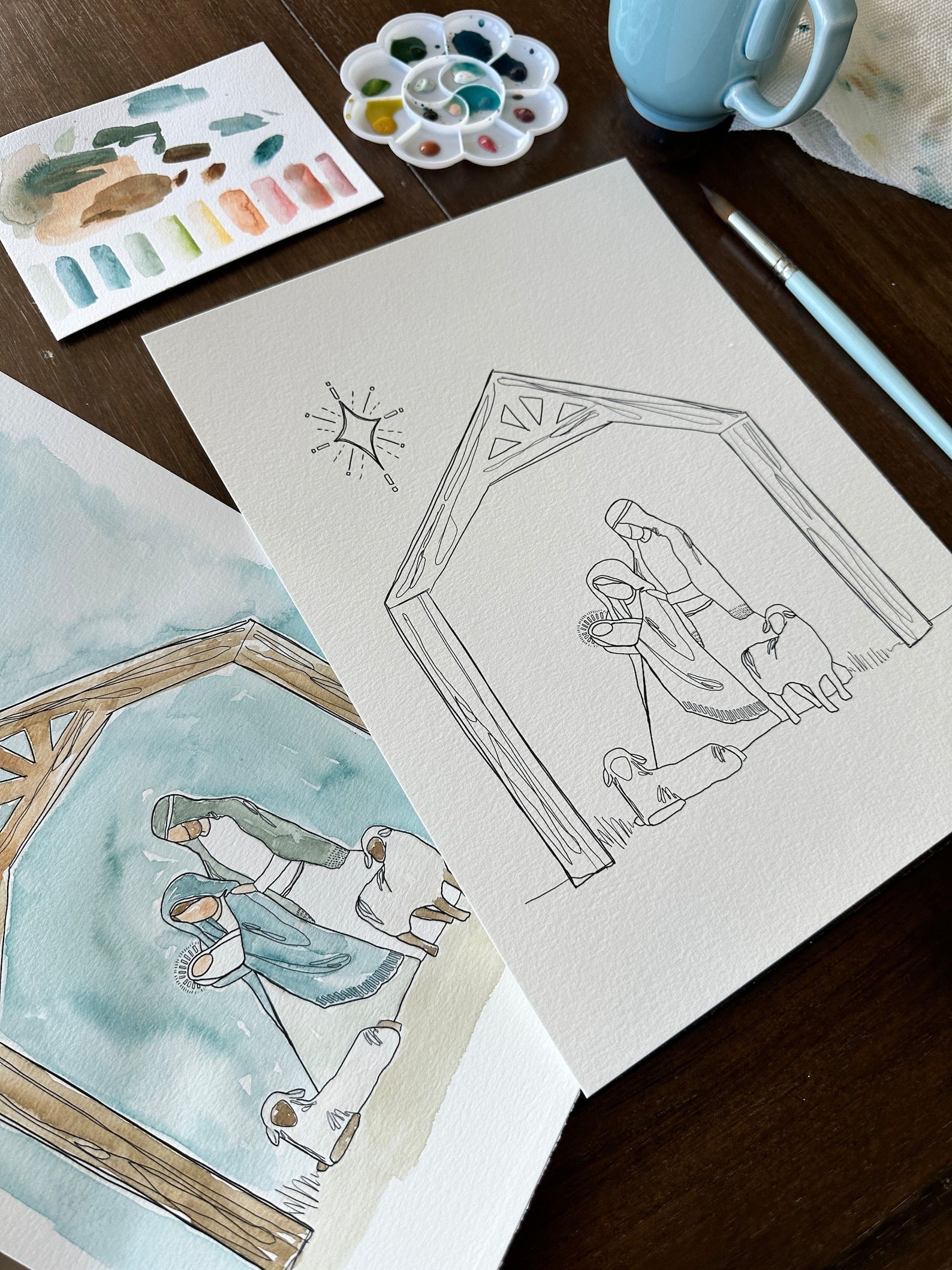 Nativity DIY Watercolor Kit – Stocking Stuffer DIY Kit – Christ Centered Christmas – Modern Nativity – Neighbor Gifts – Christmas Activity – Etsy