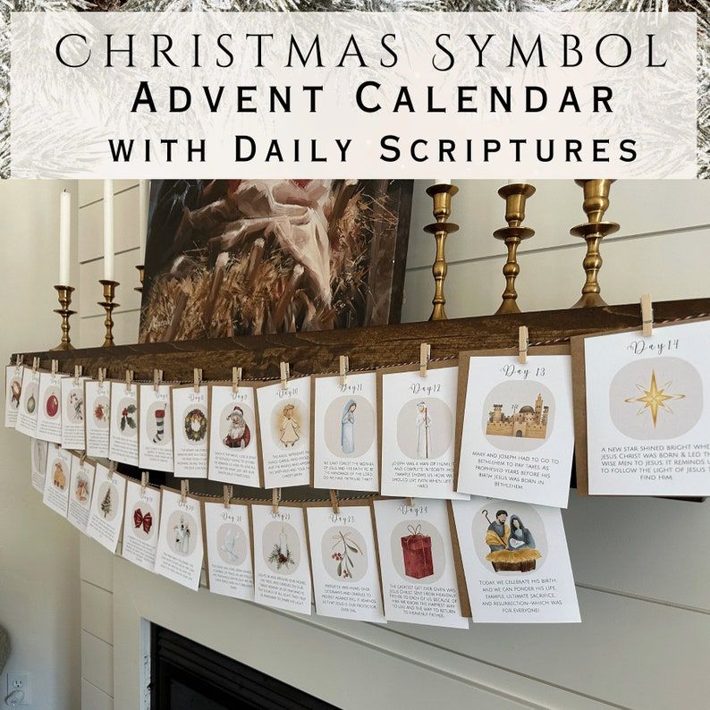 Christmas Symbol Advent Calendar: Scripture Cards (front and Back), Christmas Homeschool Kids Gift – Etsy
