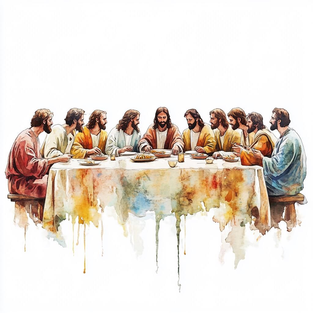 8 Jesus Last Supper Clipart Digital Download Jesus Christ Watercolor Printable Paper Craft Christian Catholic Junk Journal High Quality PNGs