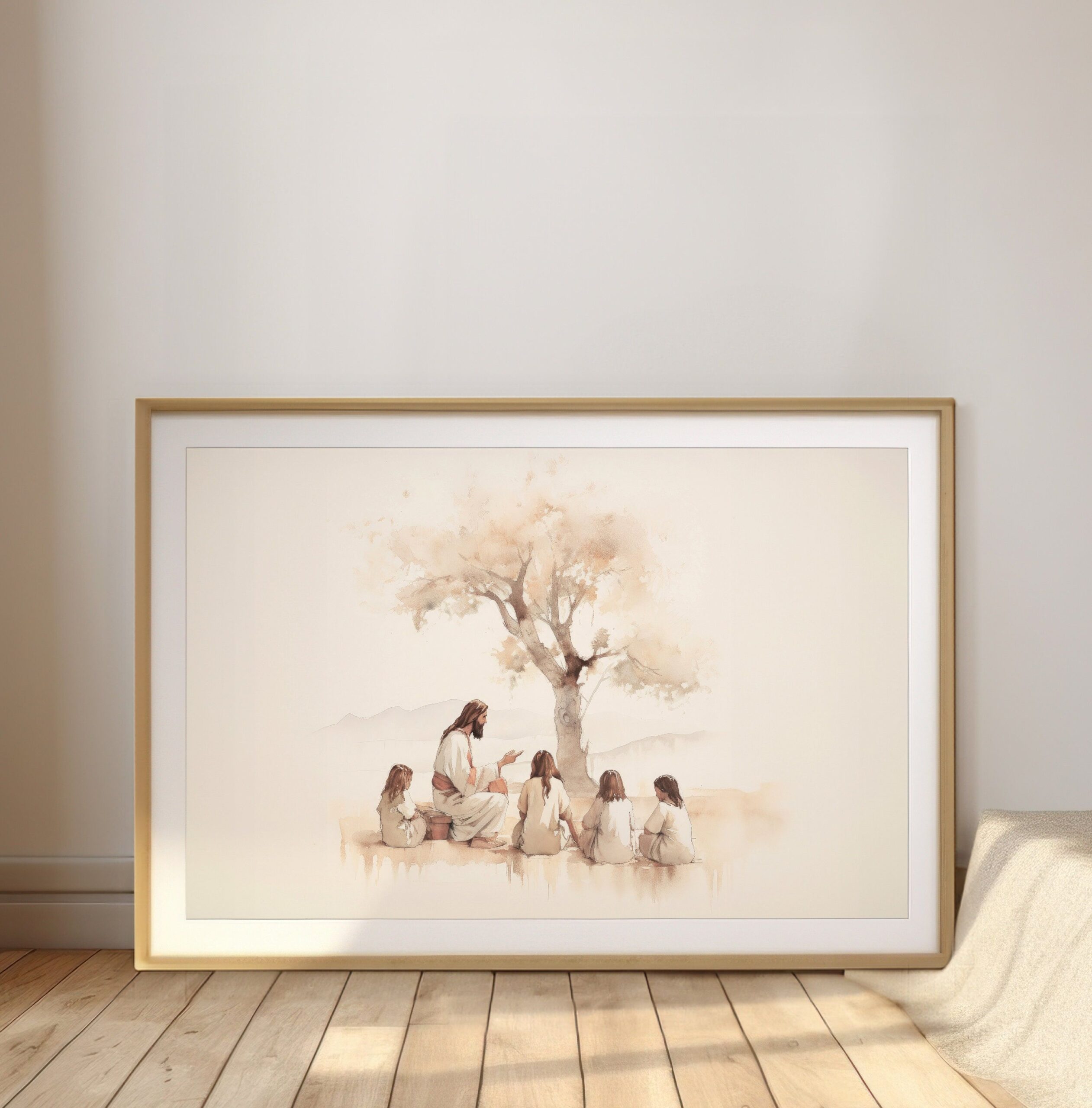Jesus Teaching Children | Watercolor Bible Scene | Christian Wall Art Digital Download – Etsy