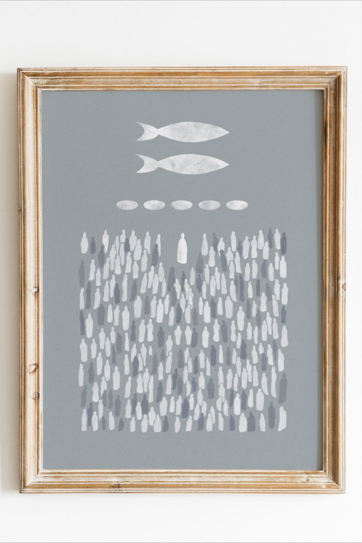 Jesus Feeds the 5000, 5 Loaves of Bread and 2 Fish, Jesus Art, Bible Wall Art, Christian Faith