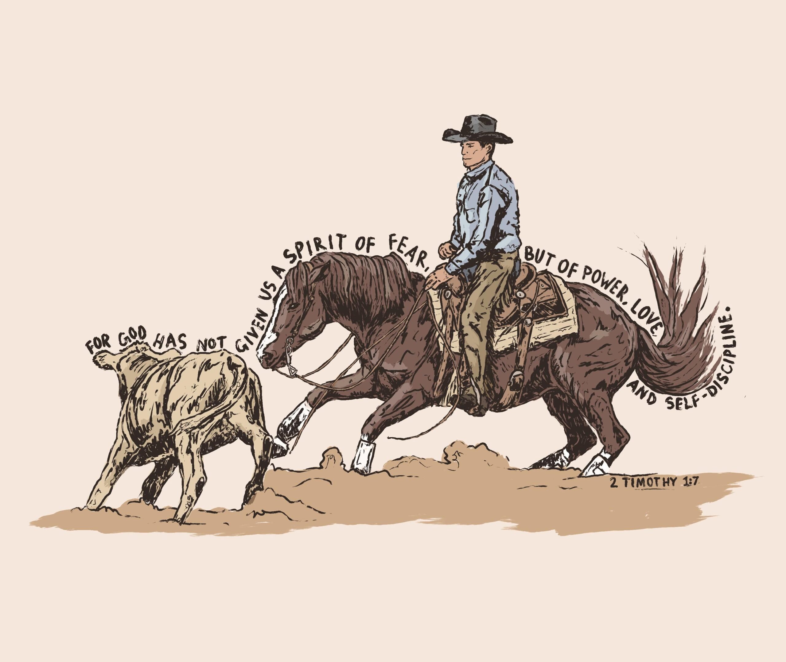 2 Timothy 1:7 Cutting Horse Print