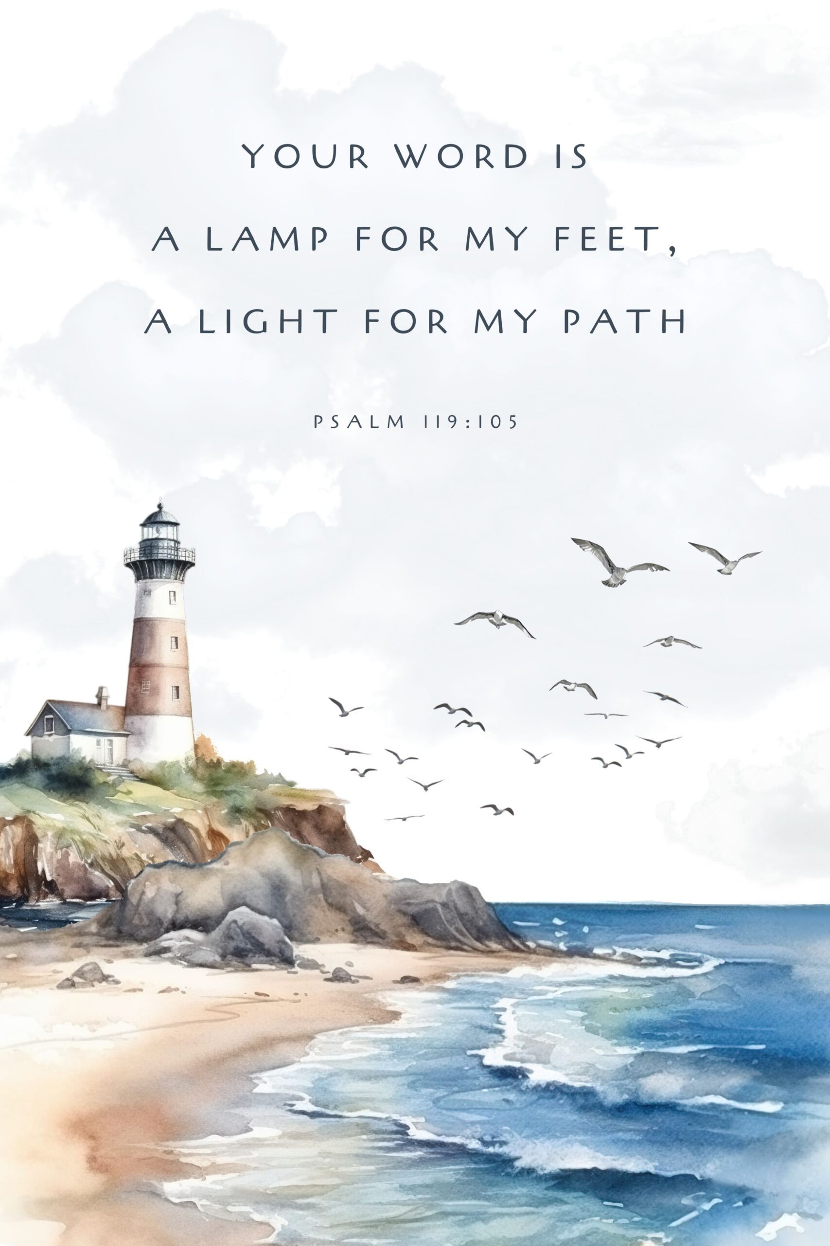 Psalm 119:105 Your Word Is A Lamp, Printable Christian Wall Art, Bible Verse Wall Art, Digital Art