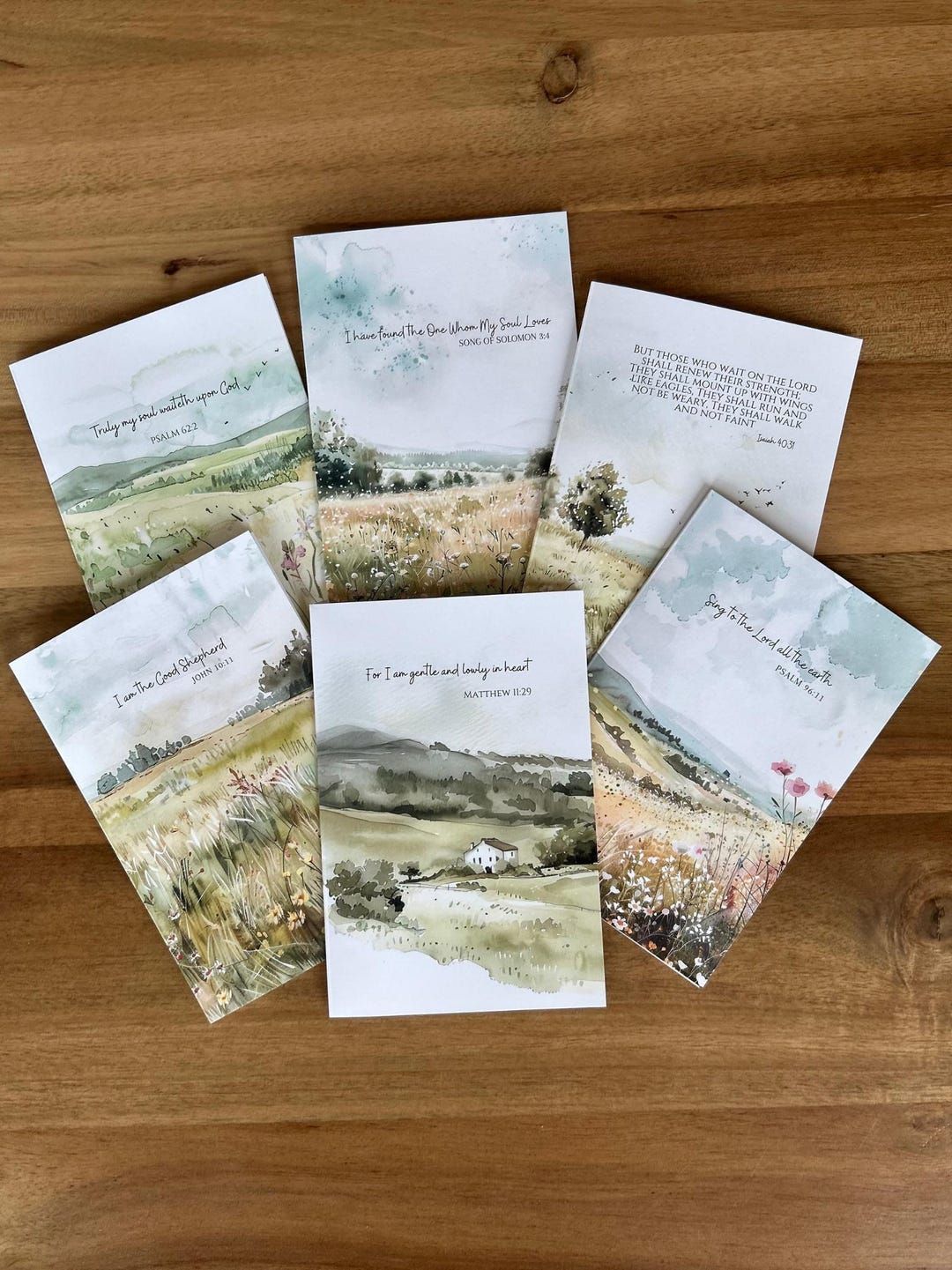 Christian Watercolor Greeting Cards With Bible Verse & Kraft Envelopes – Etsy