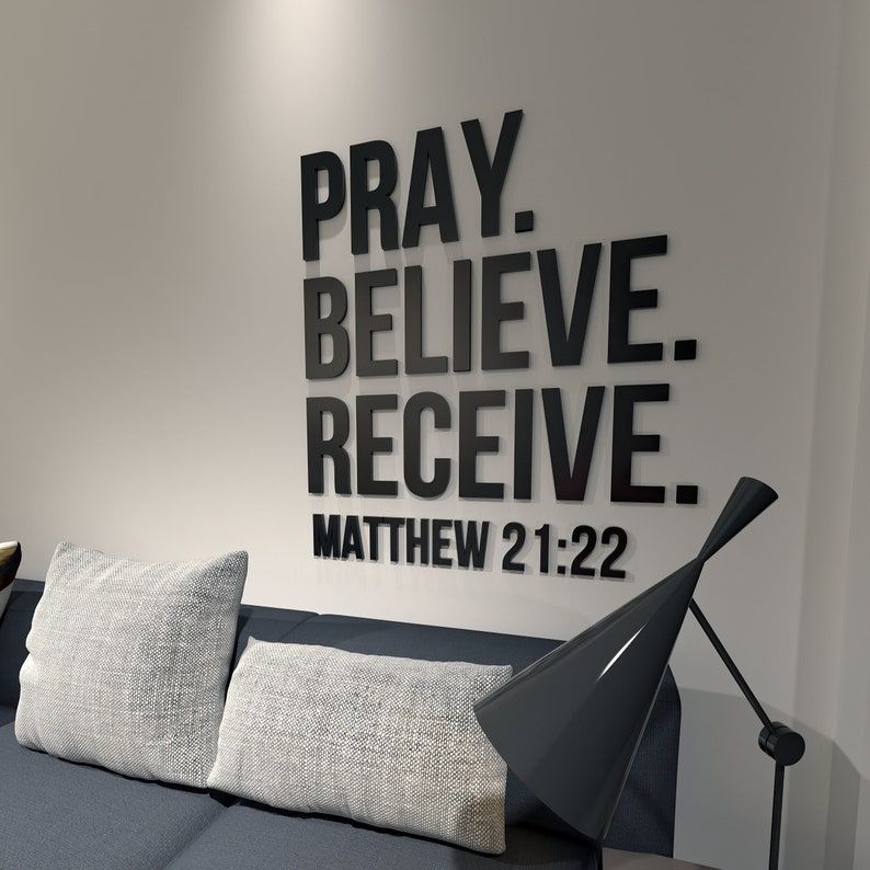 Pray, Believe, Receive, Matthew 21.22, Religious Wall Sign, 3D Letters, God Inspiration Art, Church Wall, SKU:PBRV – Etsy