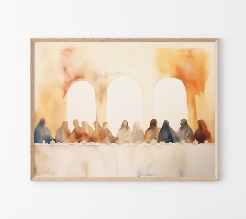 The Last Supper Watercolour Painting, Fall Decor, Sketches, Jesus Art, Bible Wall Art, Bible Verse Print, Christian Faith | TLS2 – Etsy