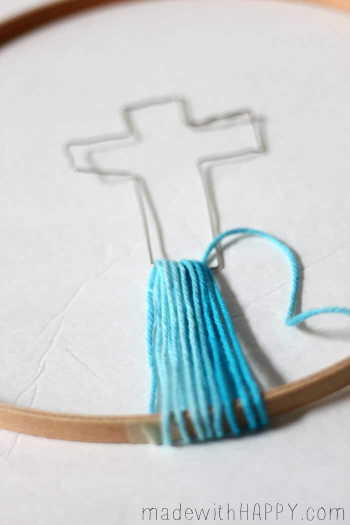 Hoop Easter Cross String Art