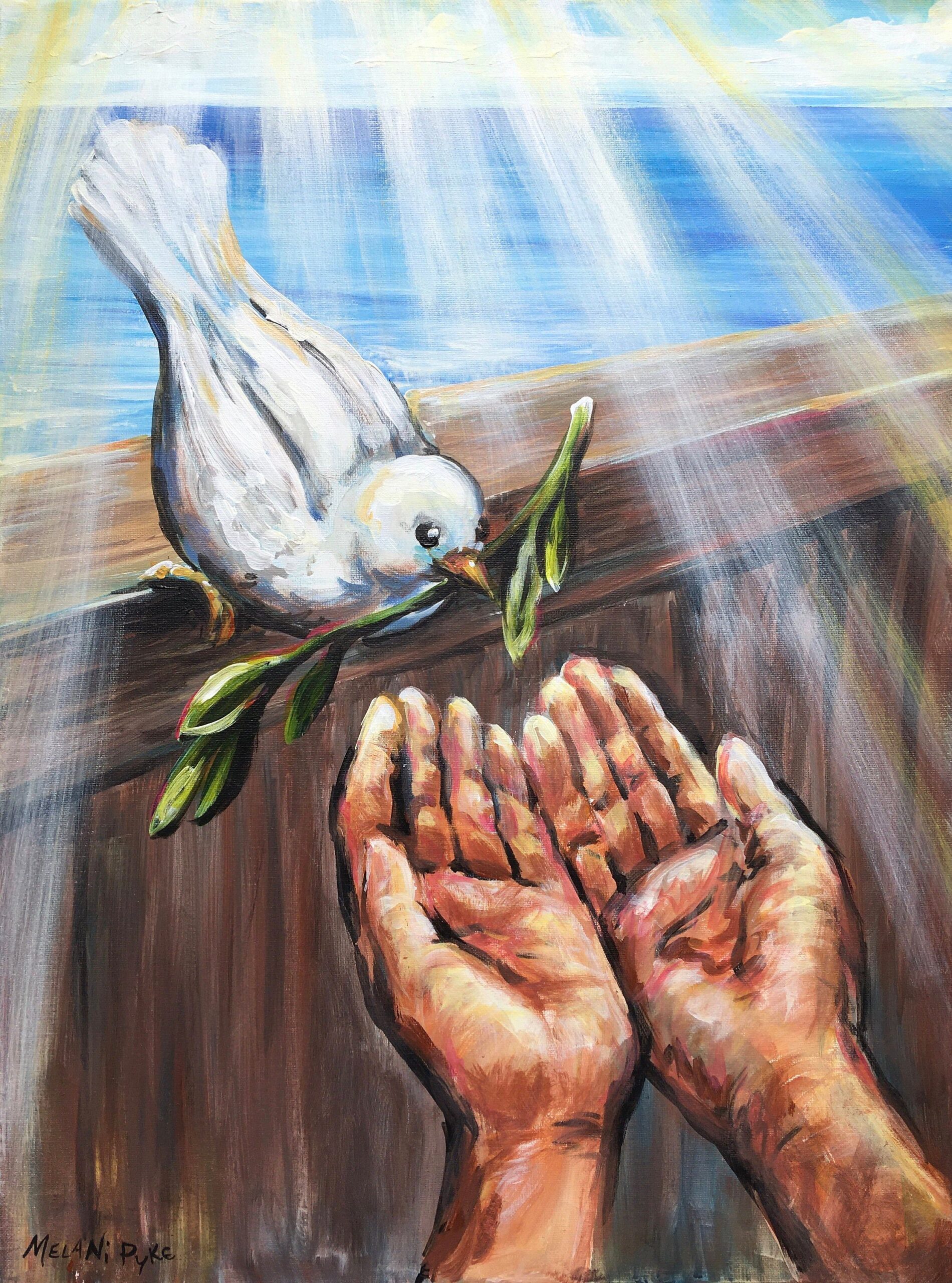 Noah’s Ark Hands With White Dove and Olive Branch Original Art or Print, Acrylic Painting, Bible Illustration for Kids – Etsy