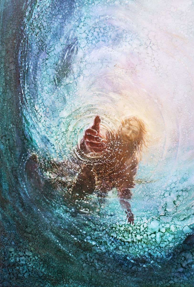 The Hand of God by Yongsung Kim features Jesus reach out to save Peter