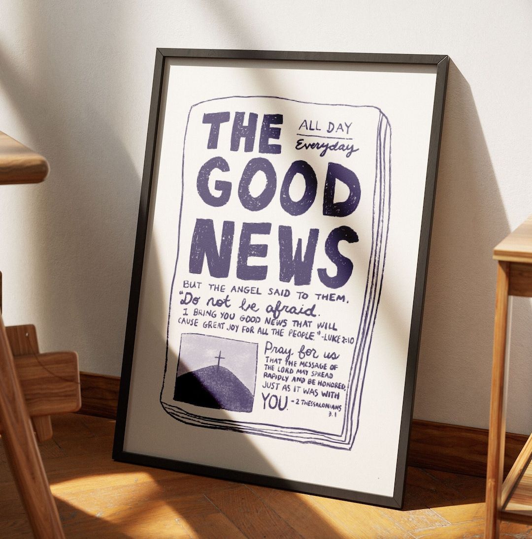 Aesthetic Christian Wall Art, Luke 2:10, 2 Thessalonians 3, Good News Art Print, Modern Bible Verse Wall Art, Biblical Scripture Poster – Etsy