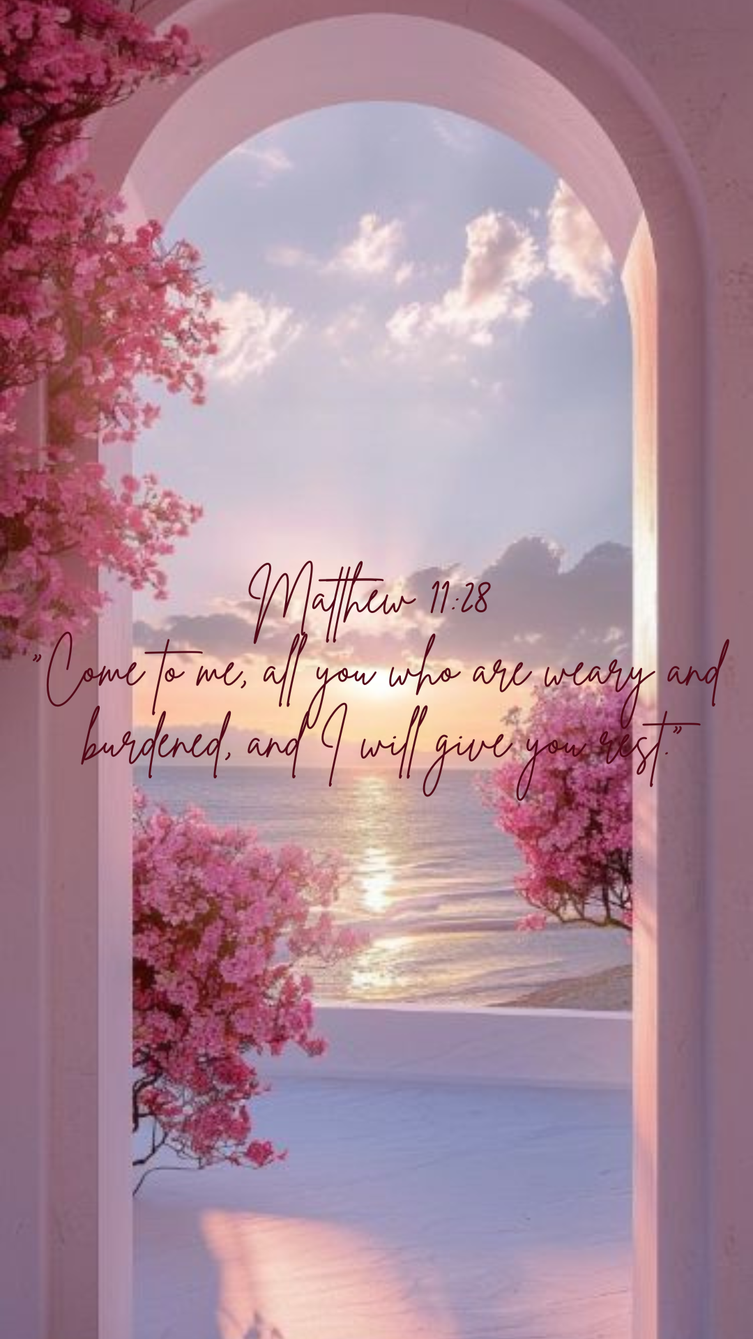 Matthew 11:28 aesthetic rest wallpaper