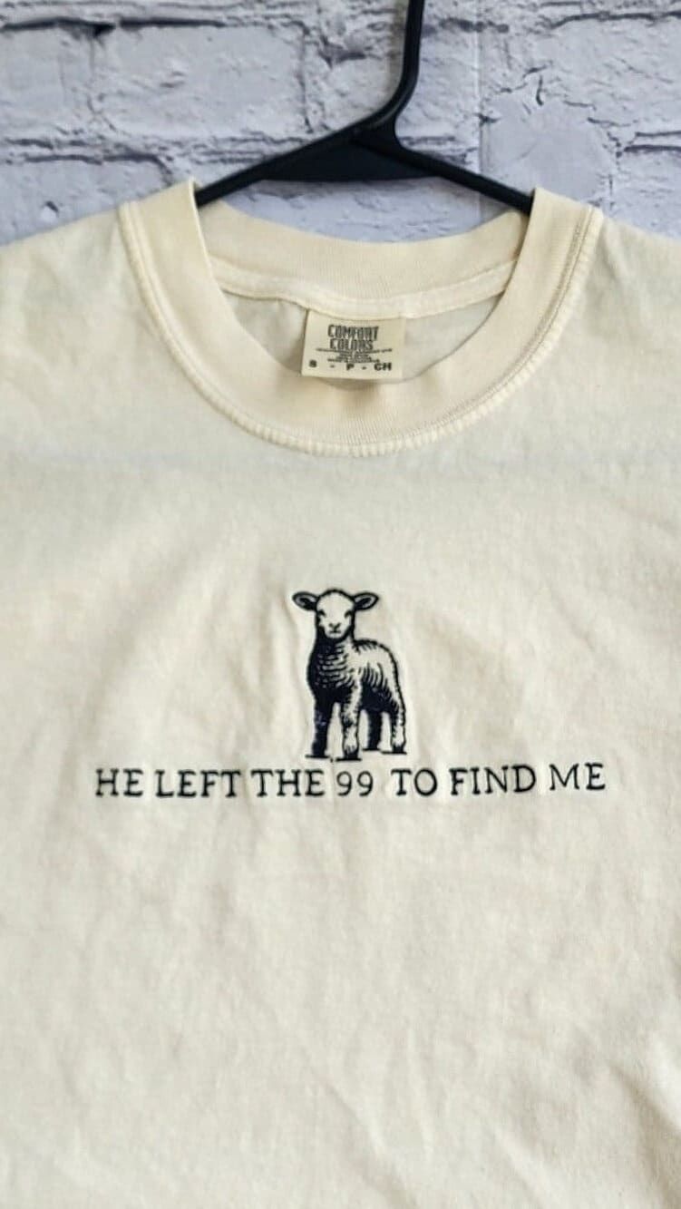 Comfort Colors Embroidered Christian Sheep Shirt, Faith Based Tee