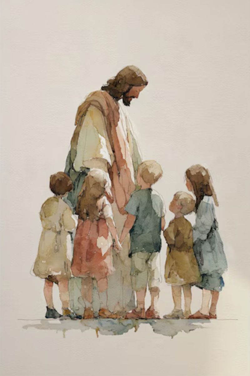 Jesus With Children Christian Canvas Wall Art