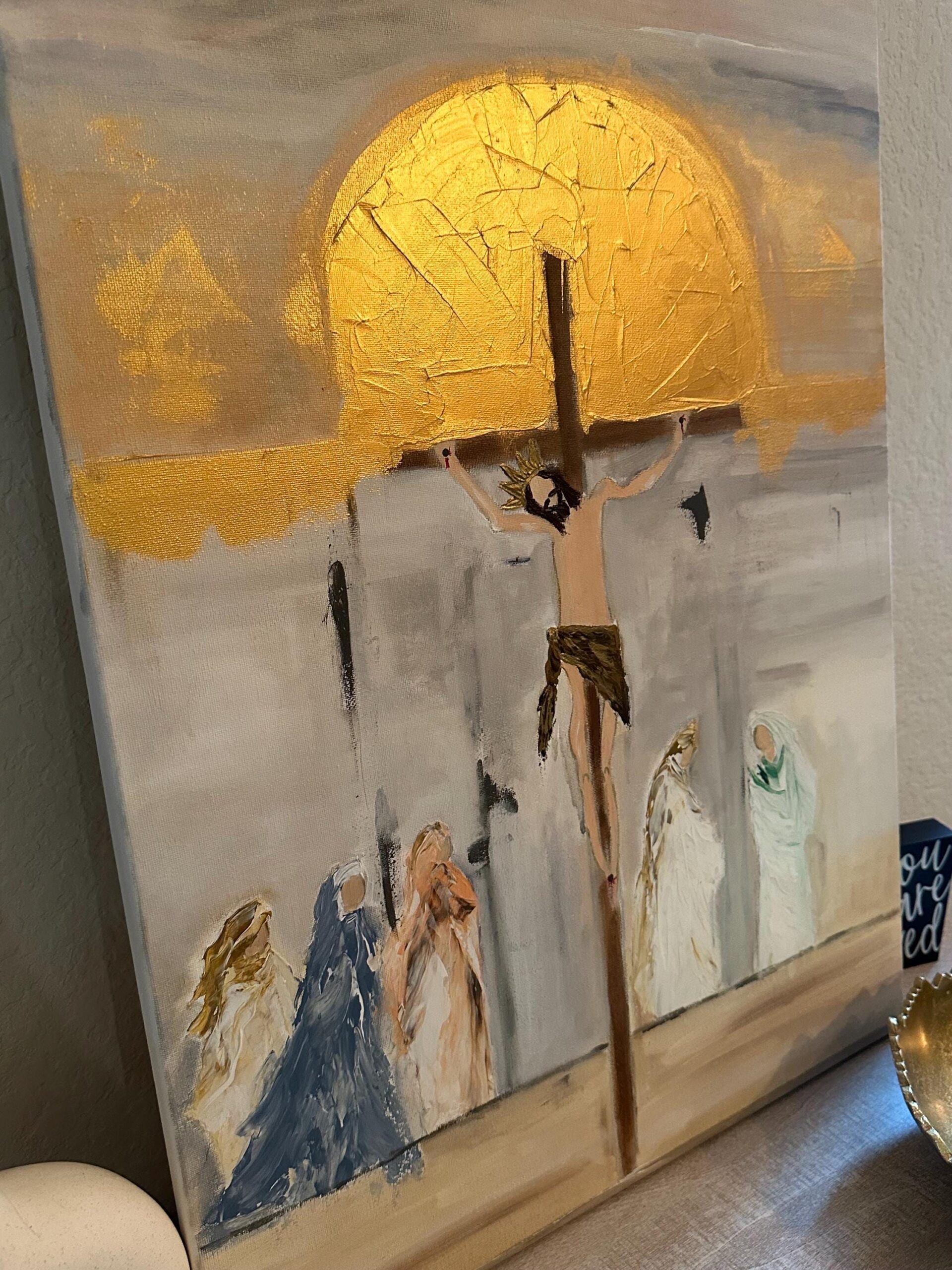 Abstract Jesus Acrylic Painting: Christian Wall Art (18×24″)