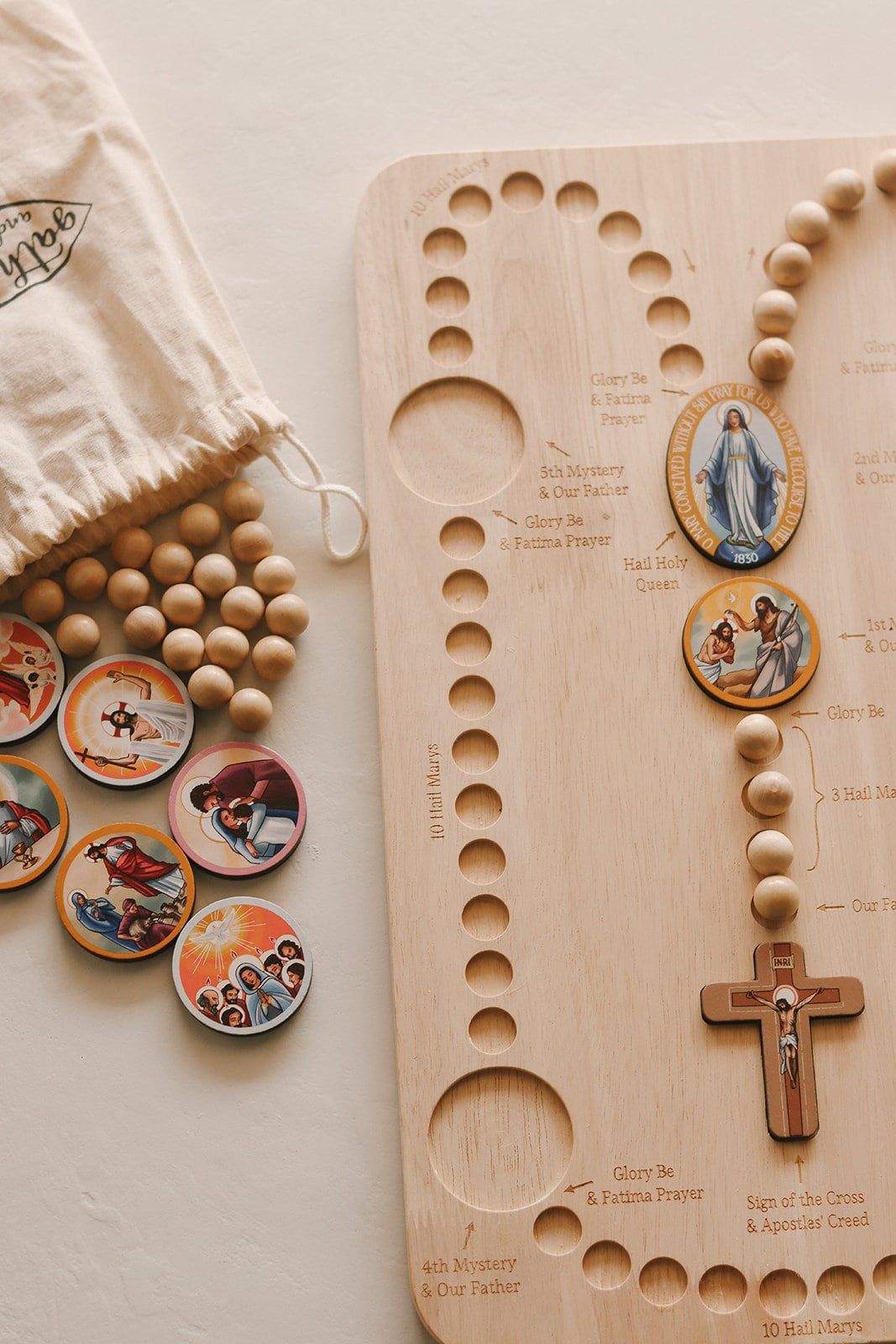 The Original Wooden Rosary Board™ | Children’s Rosary | Interactive Rosary | Montessori Rosary | Gift for Catholic Kids | Catholic Gift