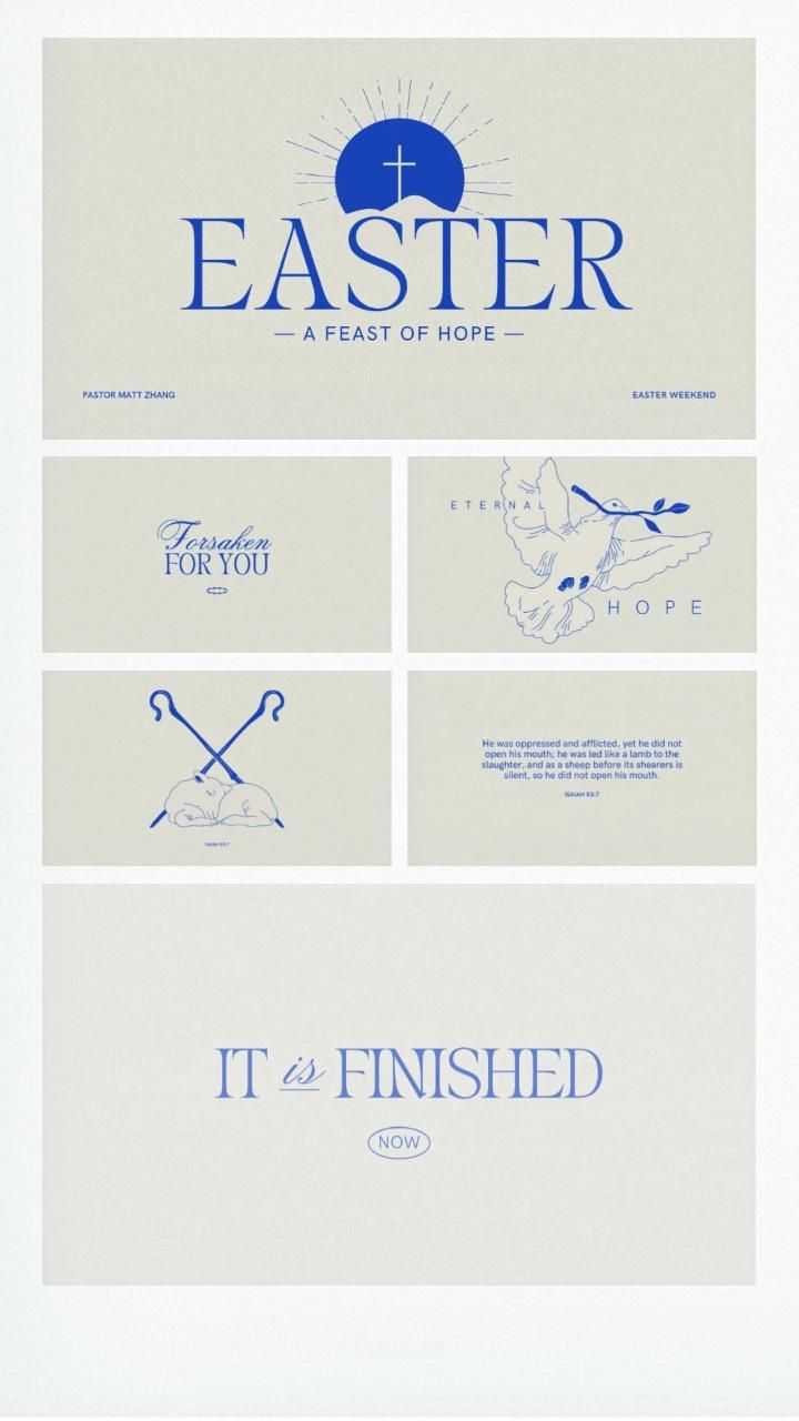 Modern Serif Typography | Easter 2024 Church Designs | Forsaken for you | Blue Grain Trend