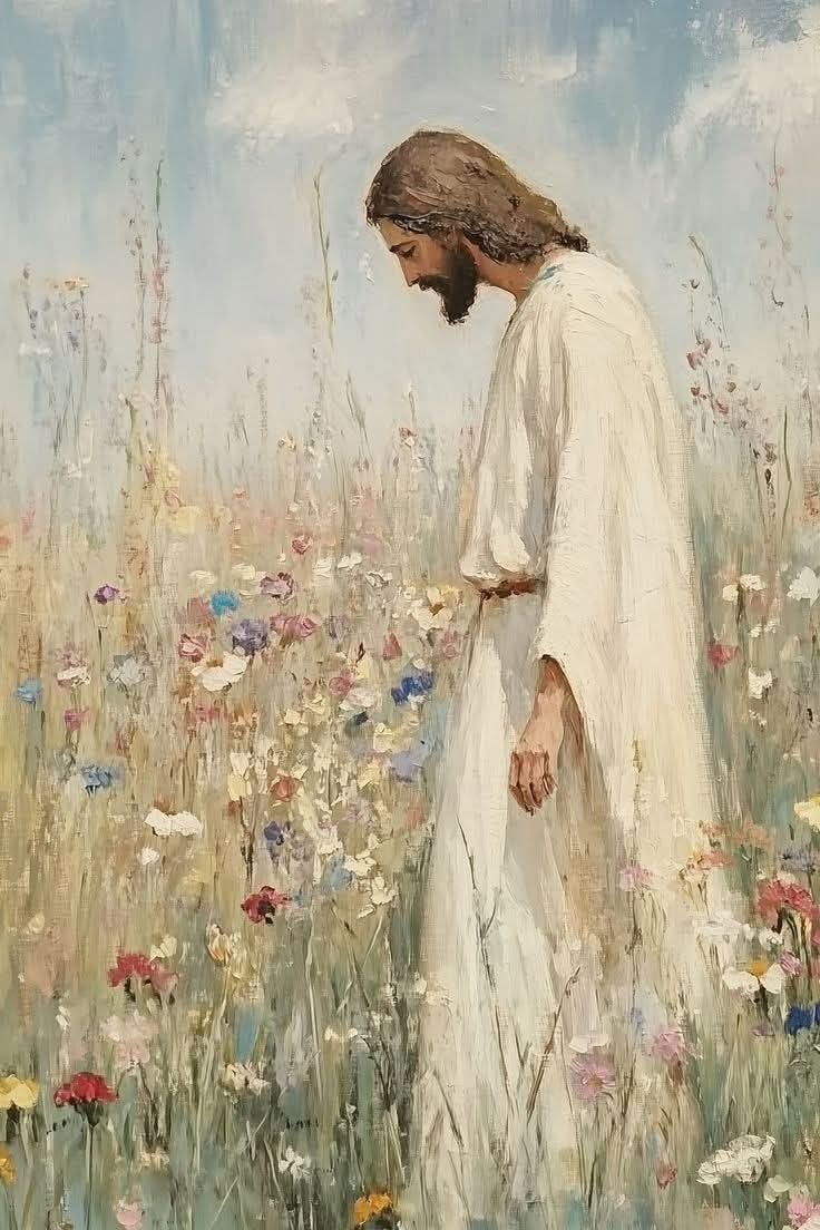 Christian Canvas Jesus In The Meadow