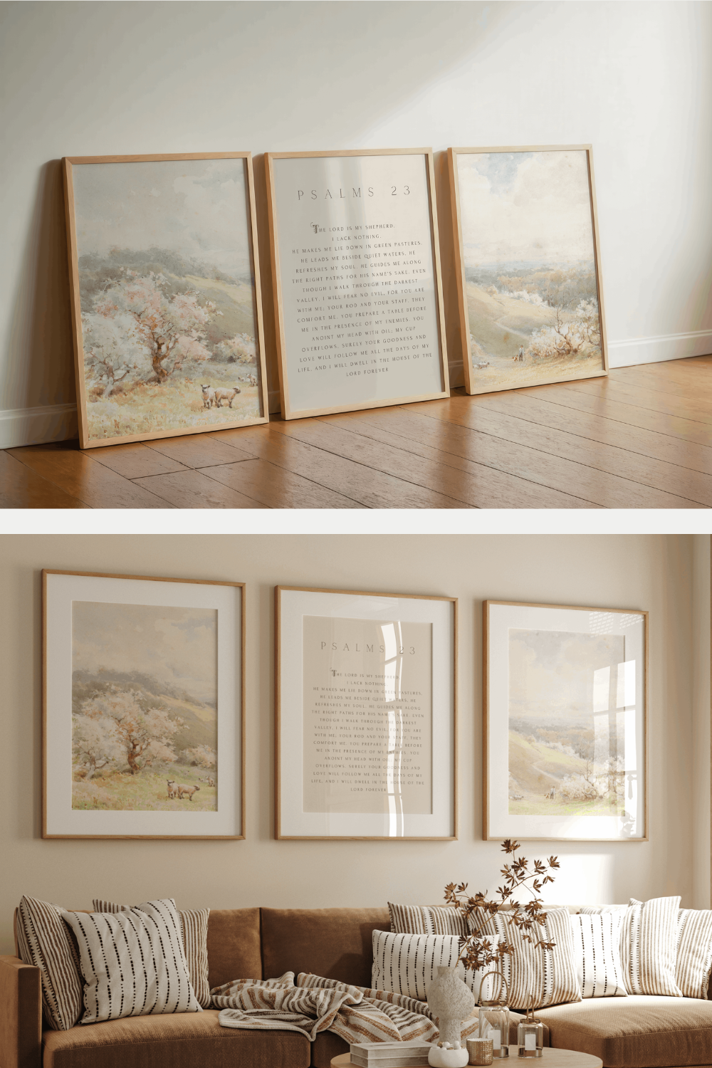 Psalm 23 The Lord Is My Shepherd Painting Printable Psalms Wall Art Psalm 23 Bible Verse Print