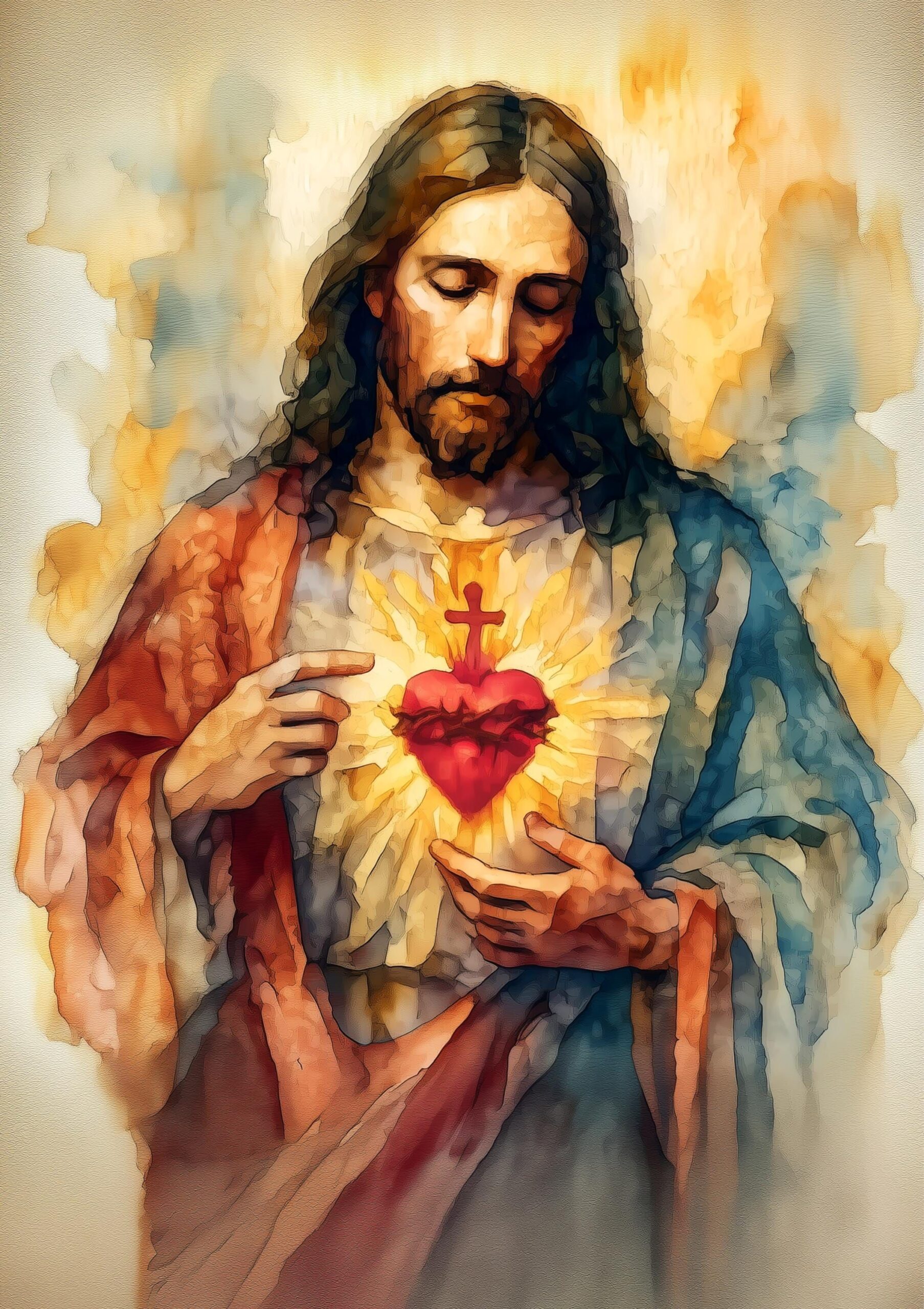 Sacré-Cœur de Jésus à imprimer – Faites entrer la paix et la lumière dans votre maison (téléchargement instantané)