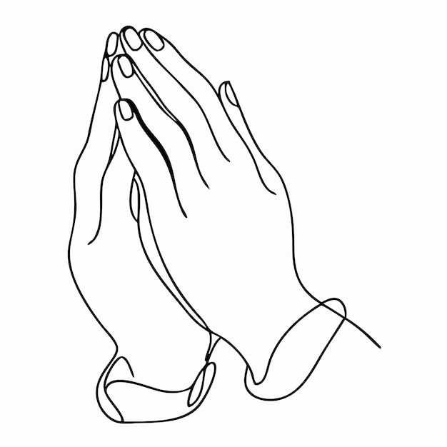 Continuous single line drawing of hands clasped in prayer as a line art vector illustration 8 | Premium Vector
