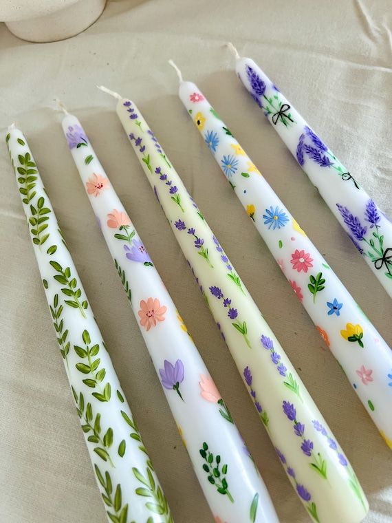 Floral Hand Painted Tapered Candles I Dinner Candles I Wedding Candle I Table Decor I Gift Idea I Taper Candle – Etsy