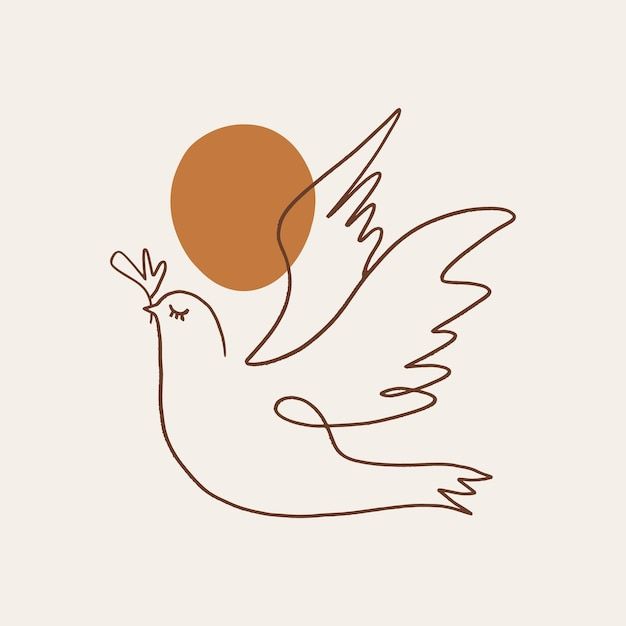 Dove of peace denotes forgiveness pigeon bird boho handdrawn style vector illustration art | Premium Vector