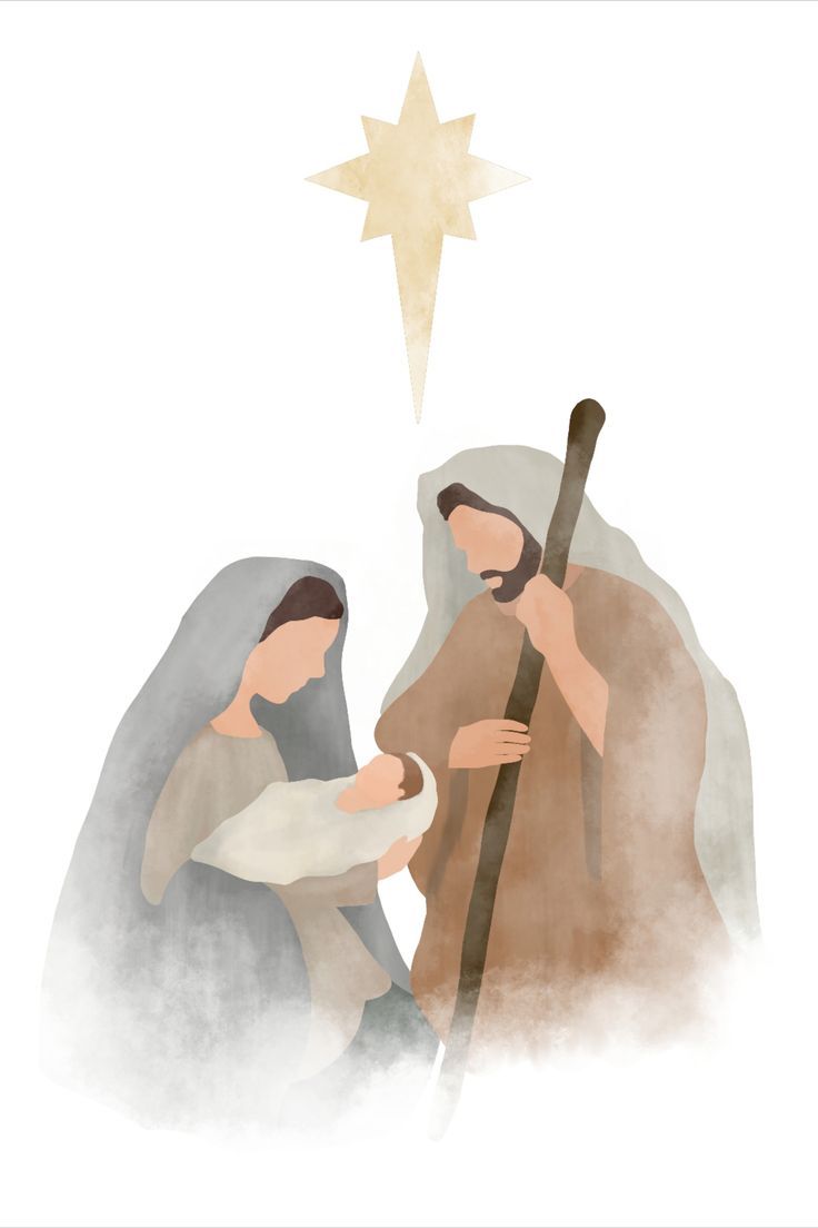 Nativity Scene Art, Christmas Digital Download, Christmas Decor, Christmas Printable, Nativity Scene