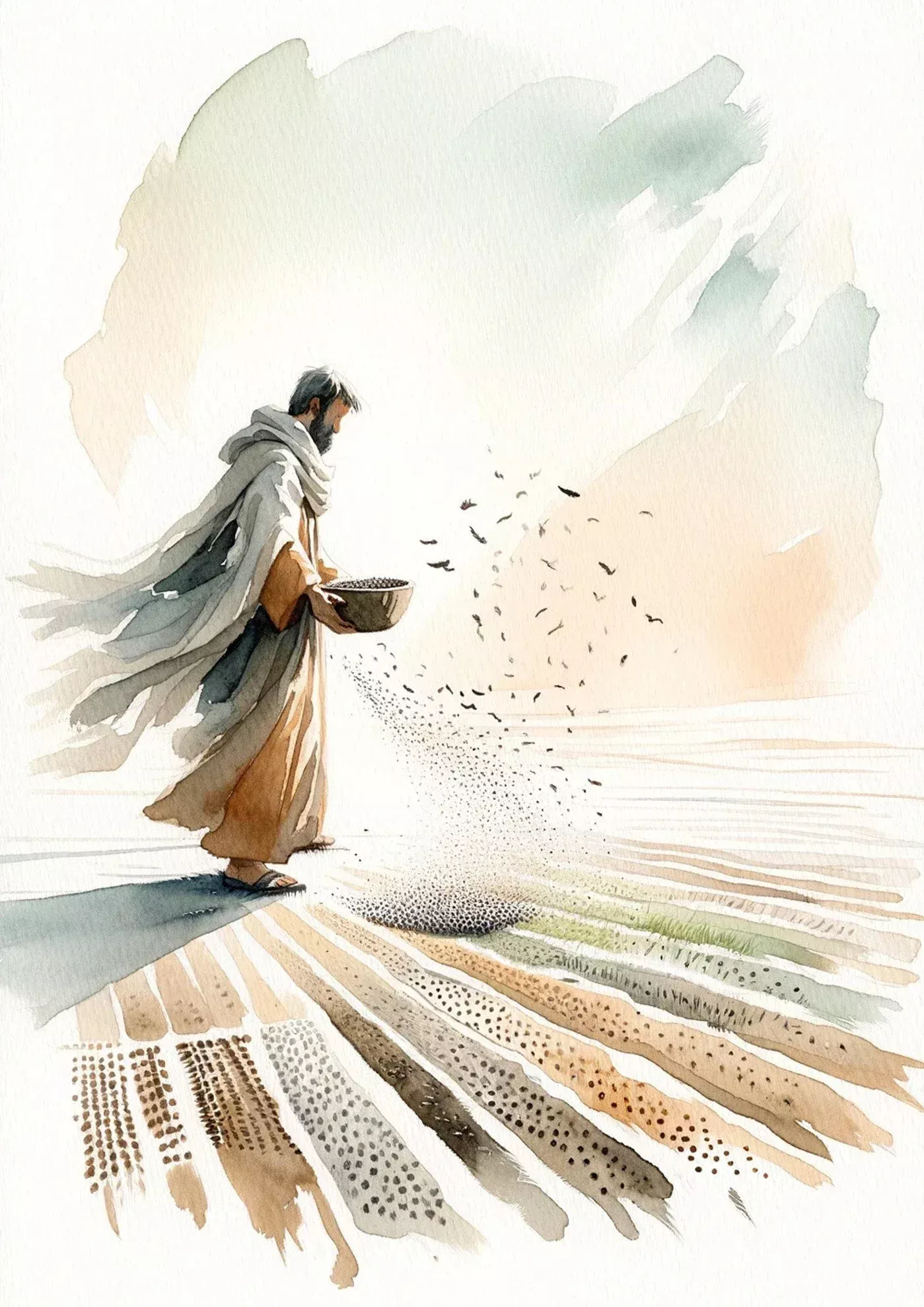 Watercolor The Fables of Jesus Poster The Lost Sheep Sower Prodigal Leaven Canvas Painting Christian Wall Art Picture Home Decor