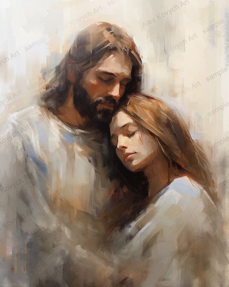 Come to Me All You Who Are Weary and Burdened, and I Will Give You Rest, Digital Download, Jesus Embracing Girl, Modern Wall Art Alex Kovych – Etsy