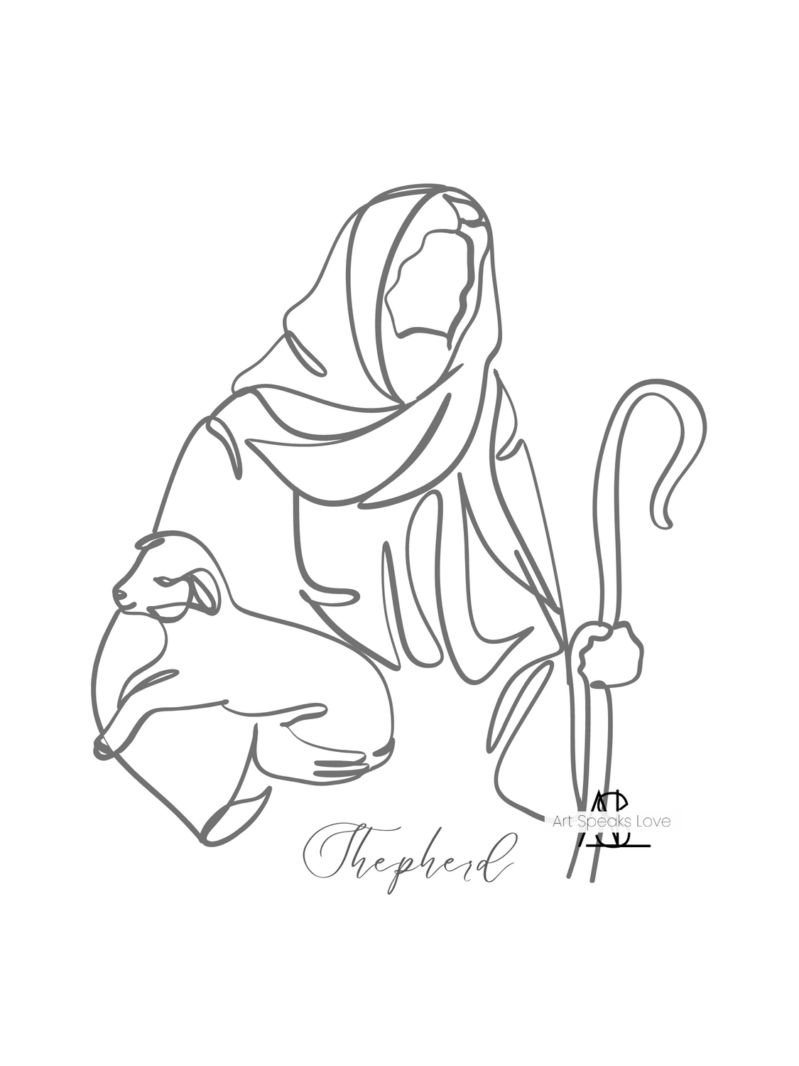 Line art of Jesus my Shepard
