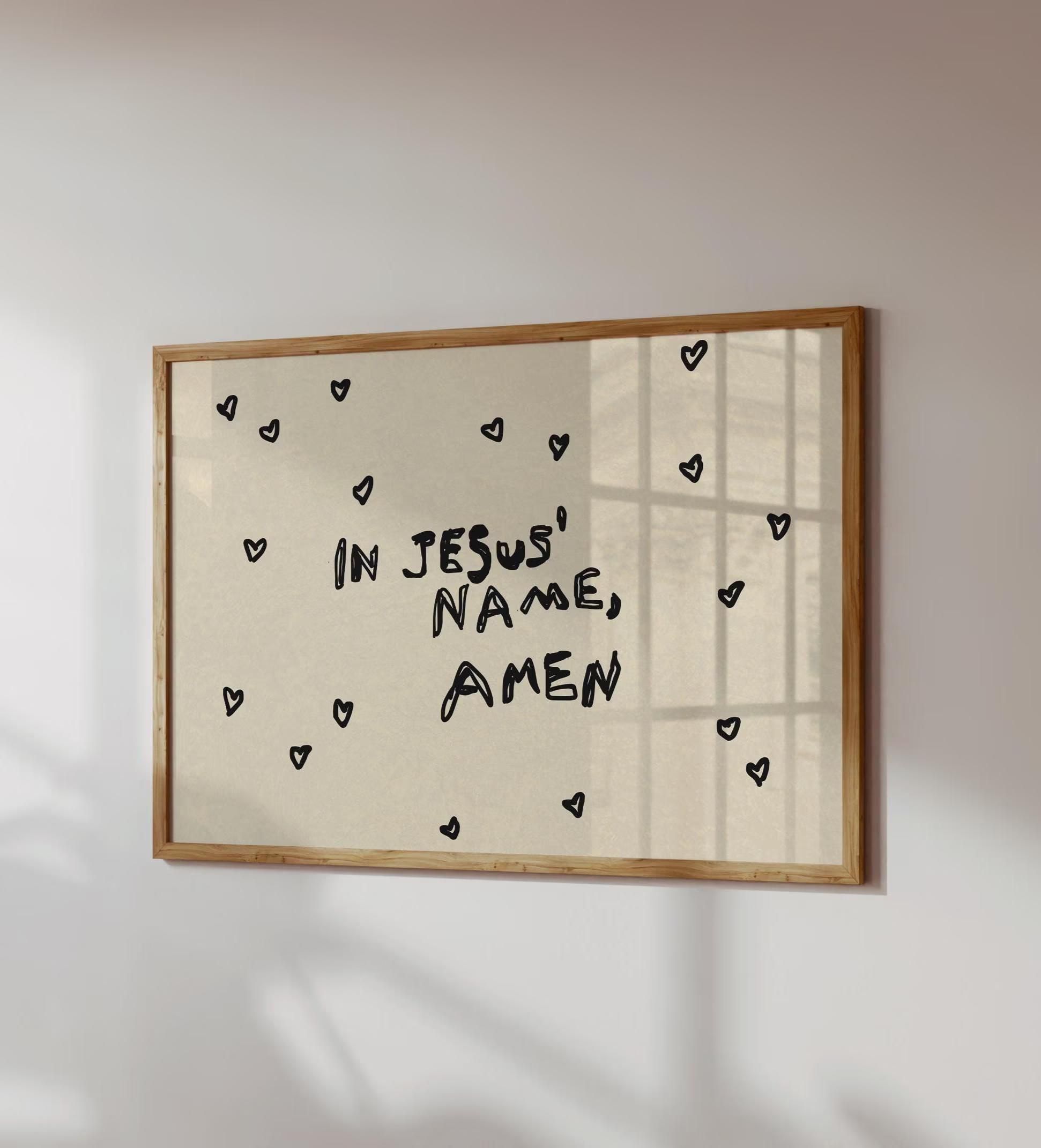 In Jesus Name Amen Print: Trendy Christian Wall Art (digital Download, Horizontal) – Etsy