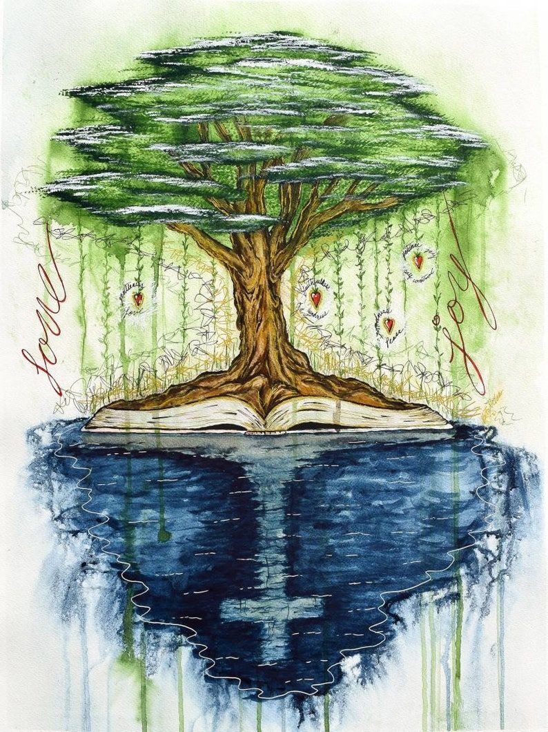 Rooted | Original Christian Artwork Jesus Painting Giclee Print | Katie Decosa Studio | Fruit of the Spirit Bible Tree of Life Wall Art – Etsy
