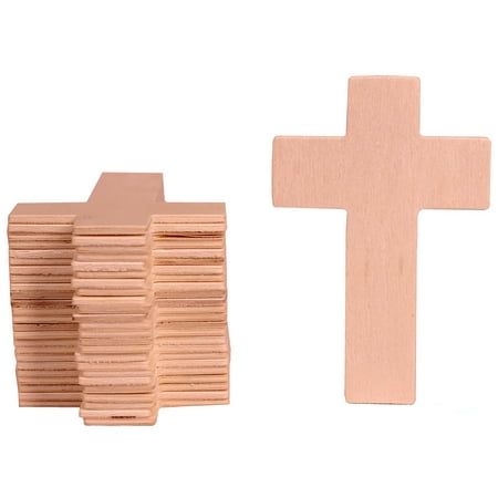 100 pack Unfinished Wood Cross Shape Cutout Slices, 4.25 x 2.75 Inch for Wooden Craft DIY Projects, Sunday School, Church, Home Decoration, Size:4.25″ x 2.75″