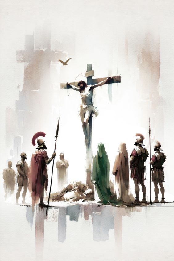 Crucifixion of Jesus | Minimalist Watercolor Bible Scene | Christian Wall Art Digital Download – Etsy