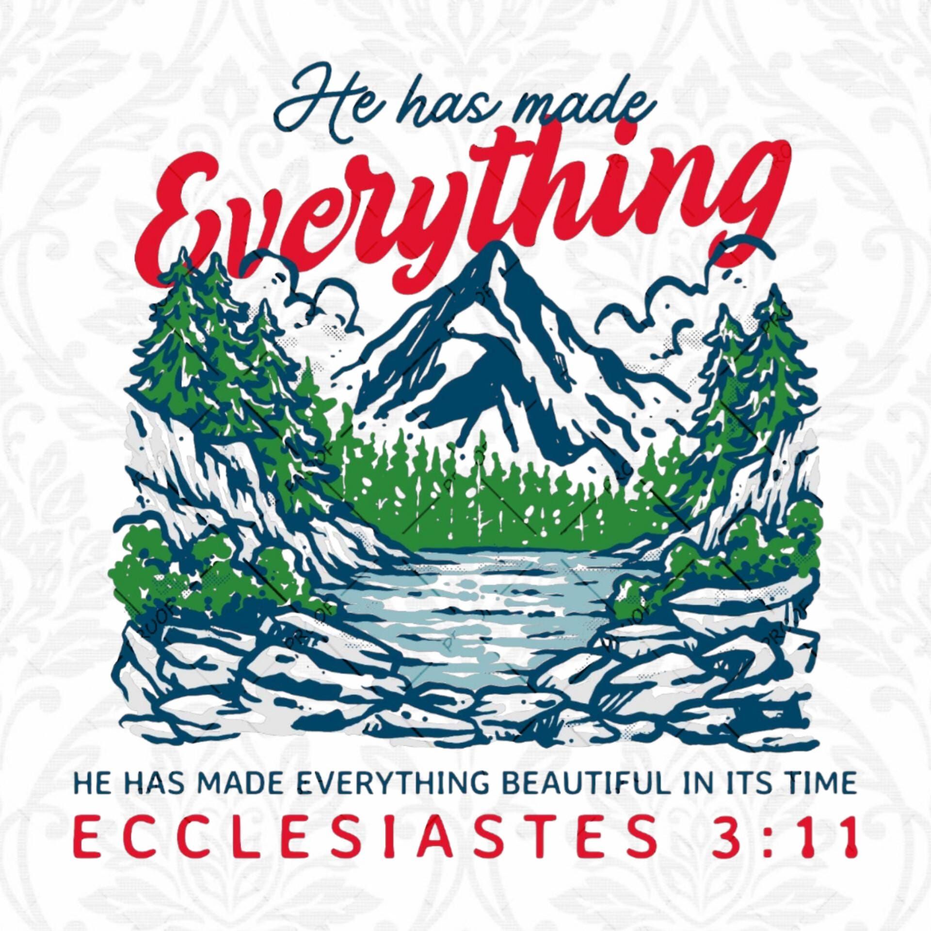 He Has Made Everything Beautiful In Time Ecclesiastes 3:11 Download Printable Landscape Christian Prints Retro Bible Verse Transfer