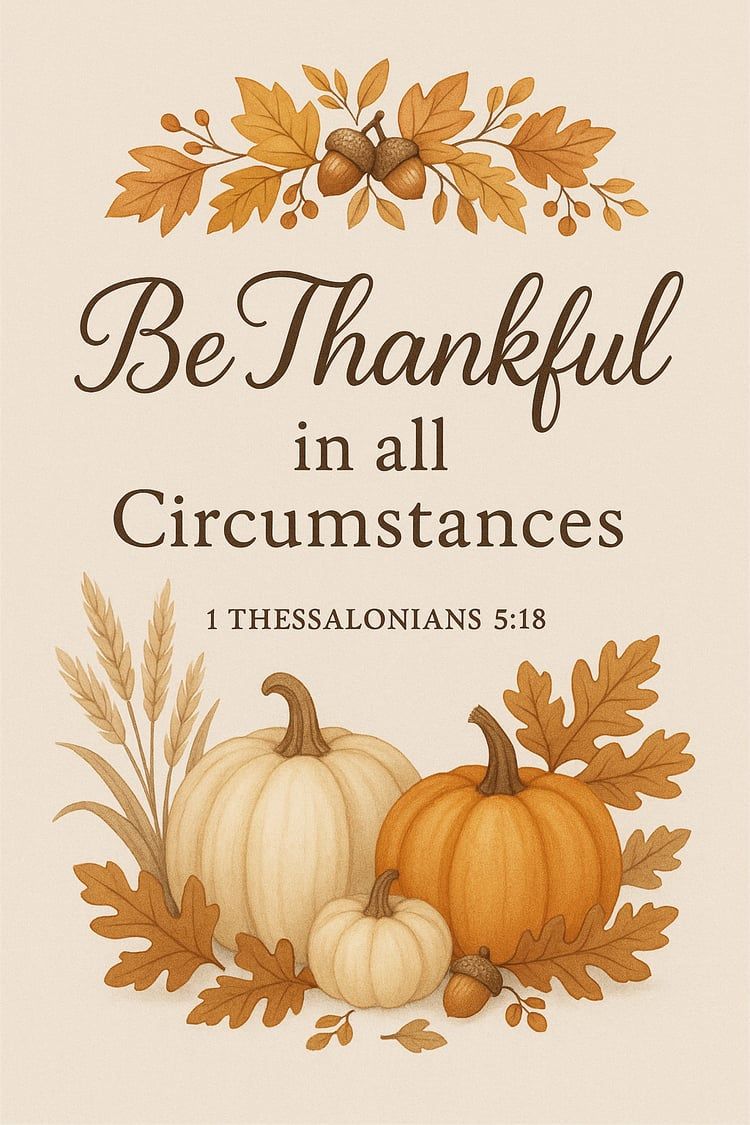 🌾 Be Thankful in All Circumstances – 1 Thessalonians 5:18 Autumn Poster