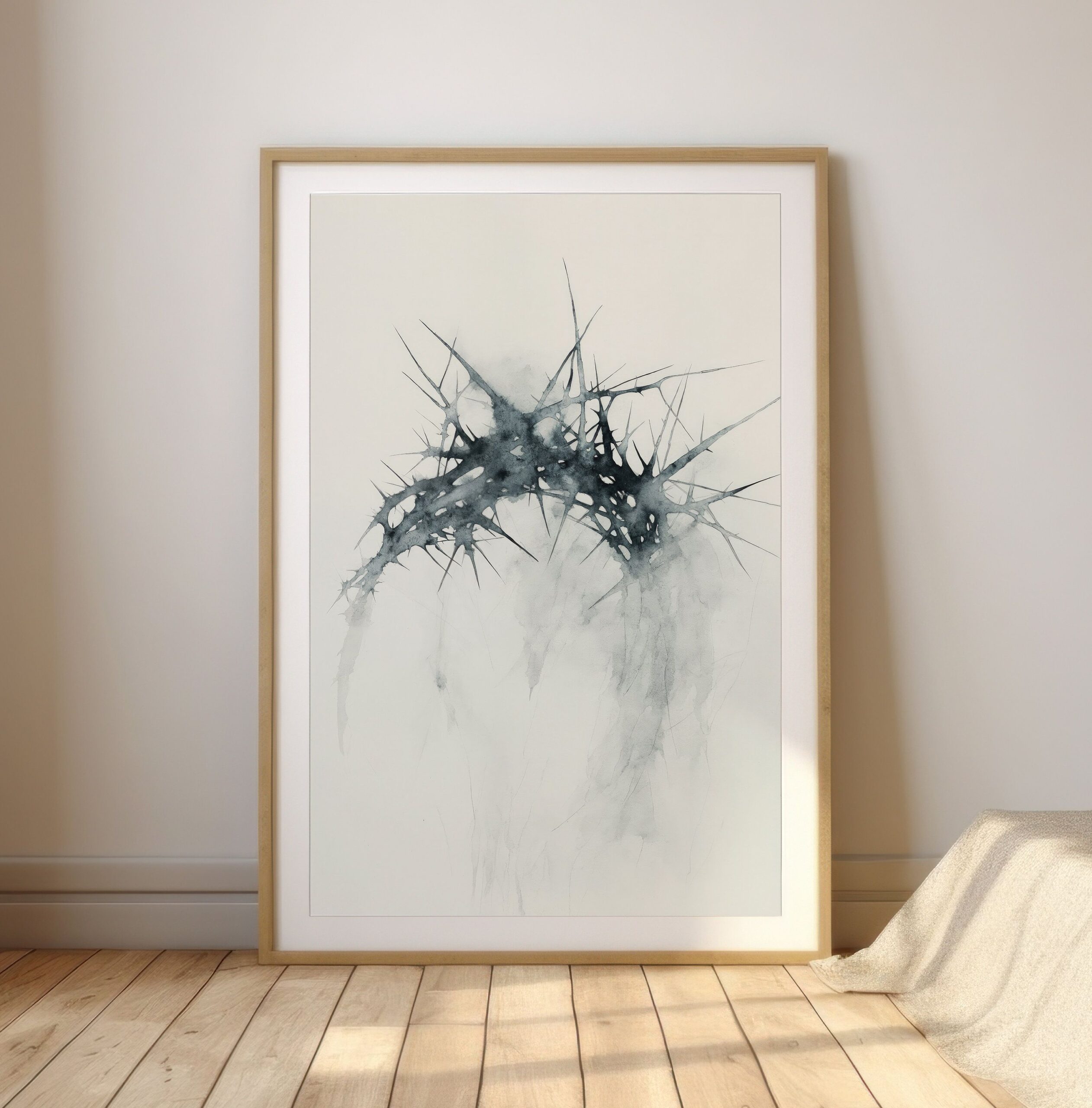 Couronne d’épines | Art mural chrétien | Aquarelle moderne | Oeuvres d’art de croquis bibliques | Impressions FaithArtCreation | Décoration d’intérieur SDJ