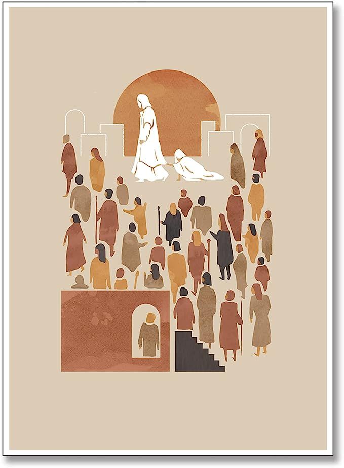 OAOPIC Jesus Woman Healed Poster Scripture Fringe of Jesus Garment Canvas Wall Art Bible Unframed