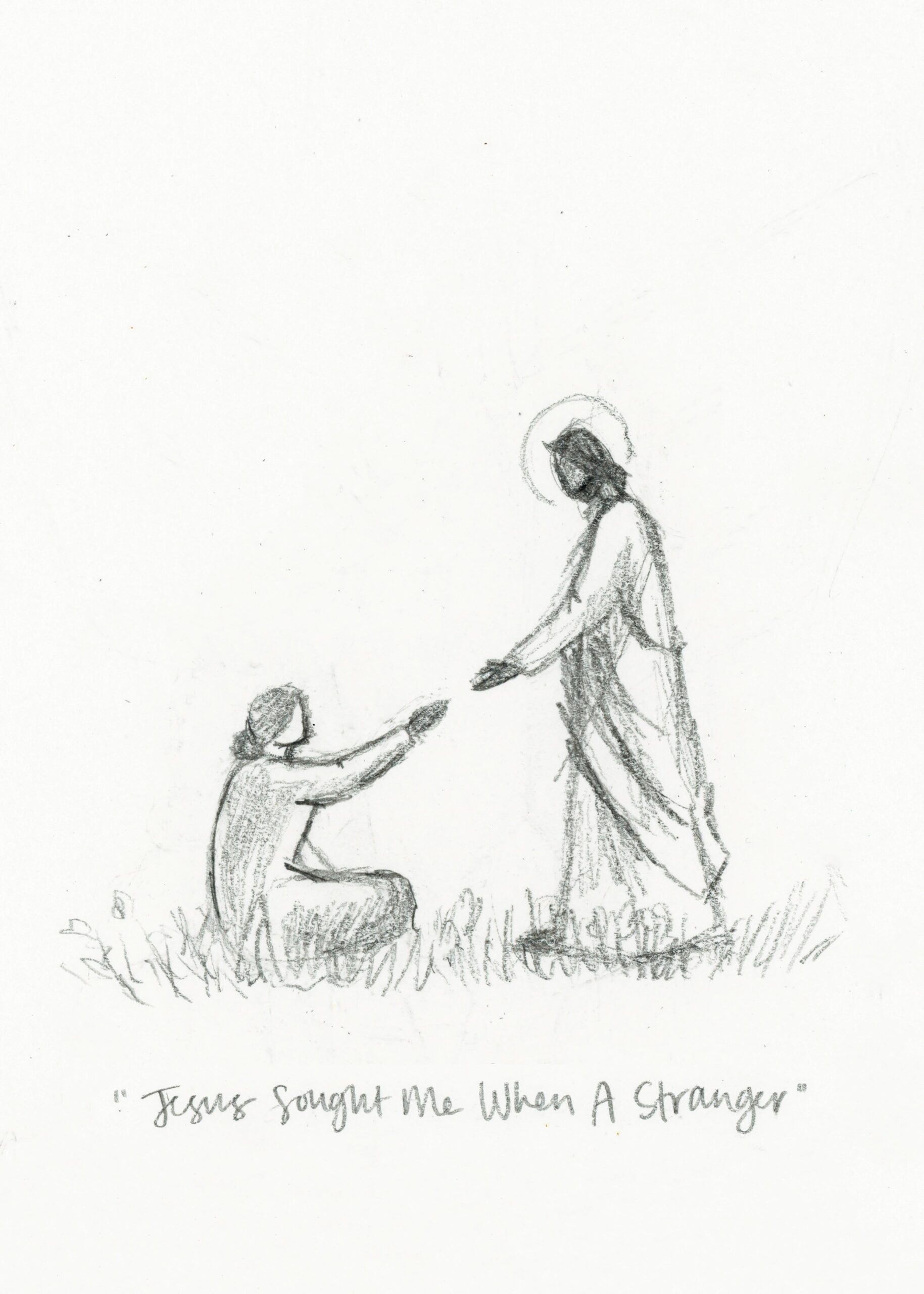 ‘Jesus Sought Me When A Stranger’ Sketch Print – 18×24