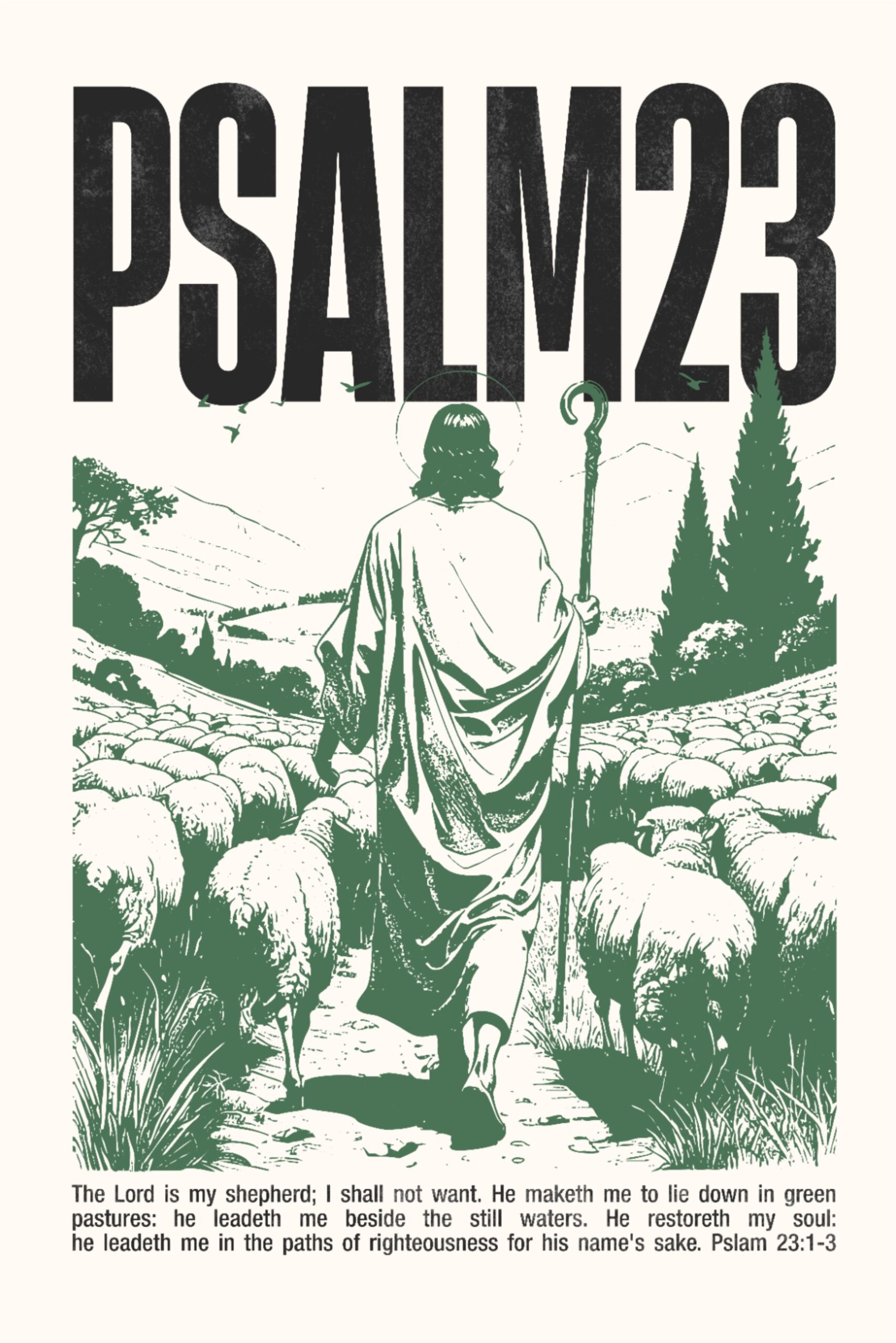 Psalm 23 – Christian Poster – The Lord Is My Shepherd