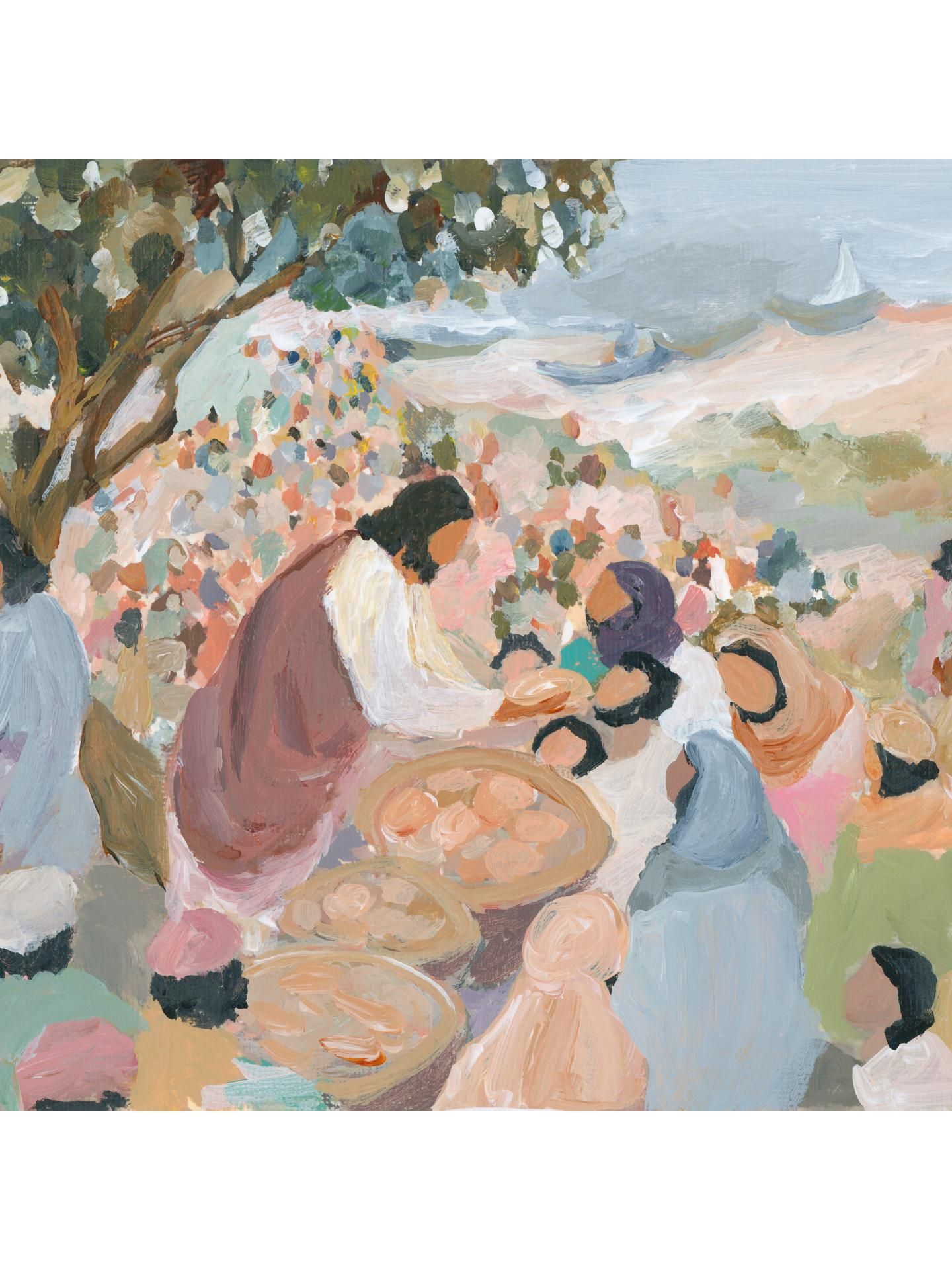 Modern Christian Art of Jesus Feeding the 5,000 | Contemporary Religious Wall Art | Faith-based Home Decor – Etsy