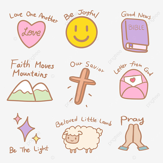 300 Dpi PNG Image, Hand Drawn Christian Stickers 300 Dpi, Christianity, Faith, Love PNG Image For Free Download