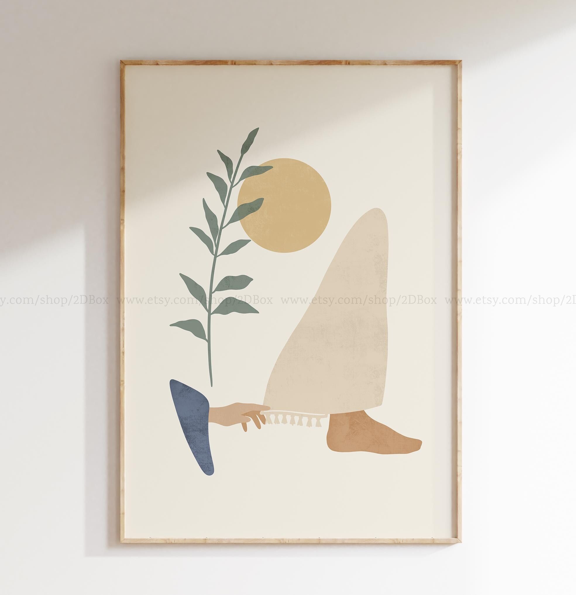 Jesus heilt eine Frau Boho Christian Art Mid Century Modern Bibel Vers Wandkunst Minimalistische religiöse druckbare Kunst Frau berührt Jesus Robe