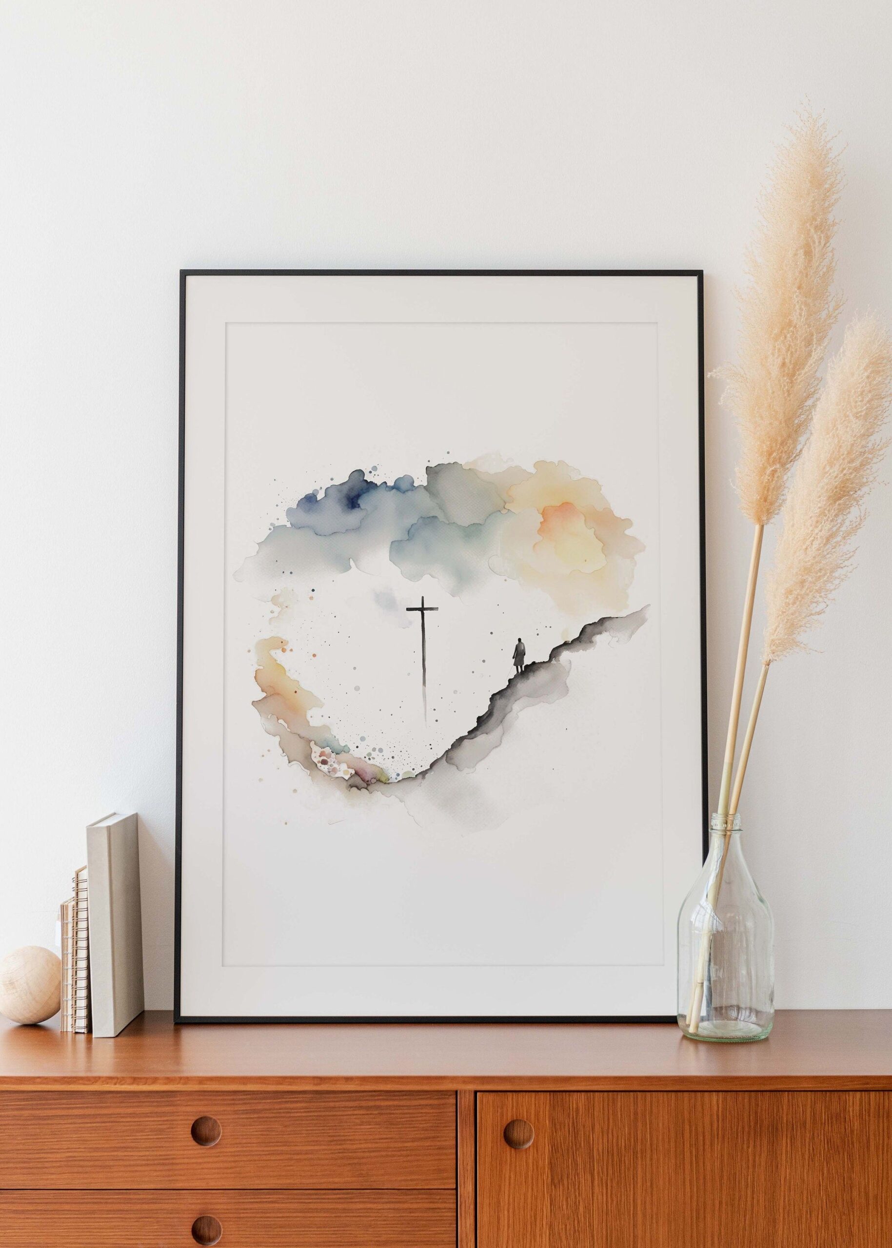 Sermon sur la montagne, Jésus Aquarelle Art, Modern Bible Wall Art, KJV, Béatitudes, Christ Sermon Matthieu 5, 6, 7 Versets, DIGITAL Faith PRINT