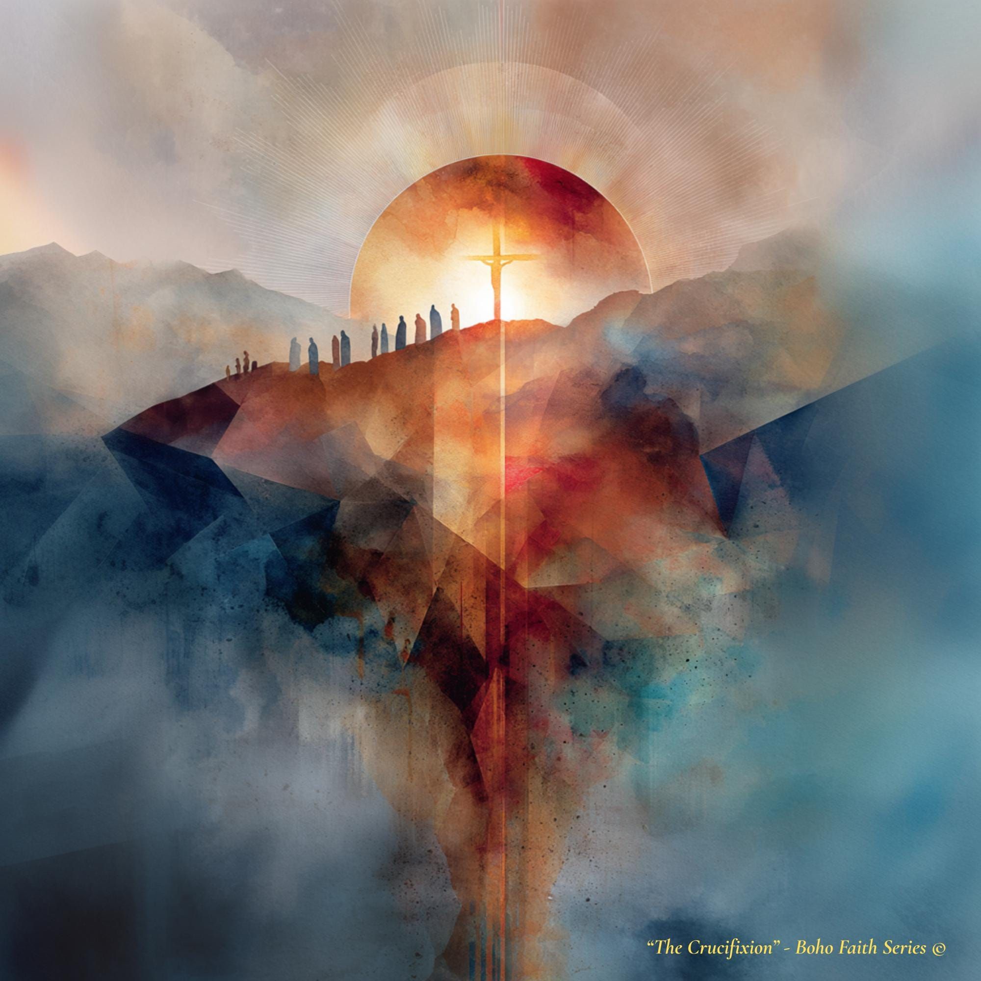 Crucifixion of Christ Print: Boho Minimalist Christian Wall Art (Digital Download)