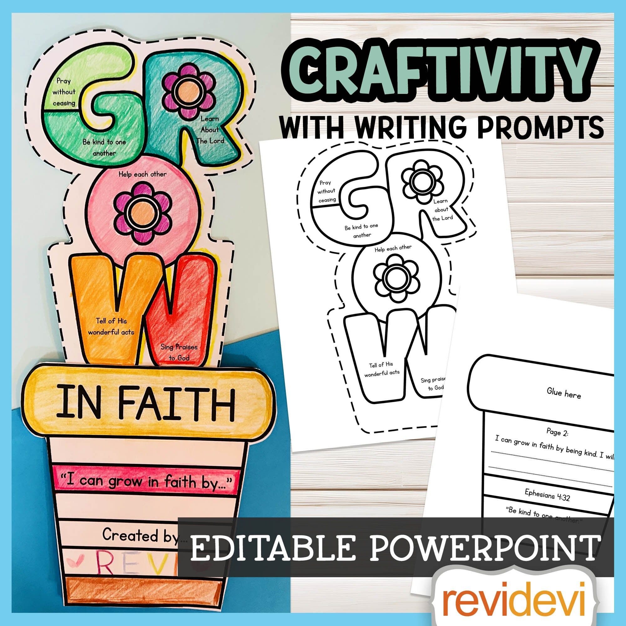 Grow in Faith craft. Printable Christian Bible lessons for kids. Activities for Church Sunday School. Digital download