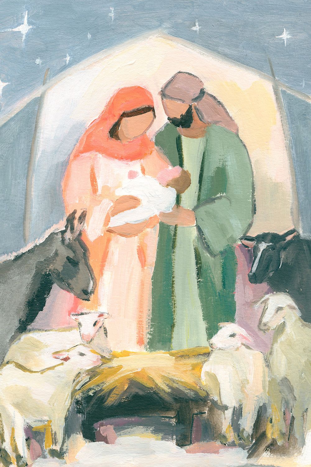 Christian Nativity Wall Art — Peace in Straw and Starlight | Christmas Decor Gift – 8×10 / Fine Art Paper