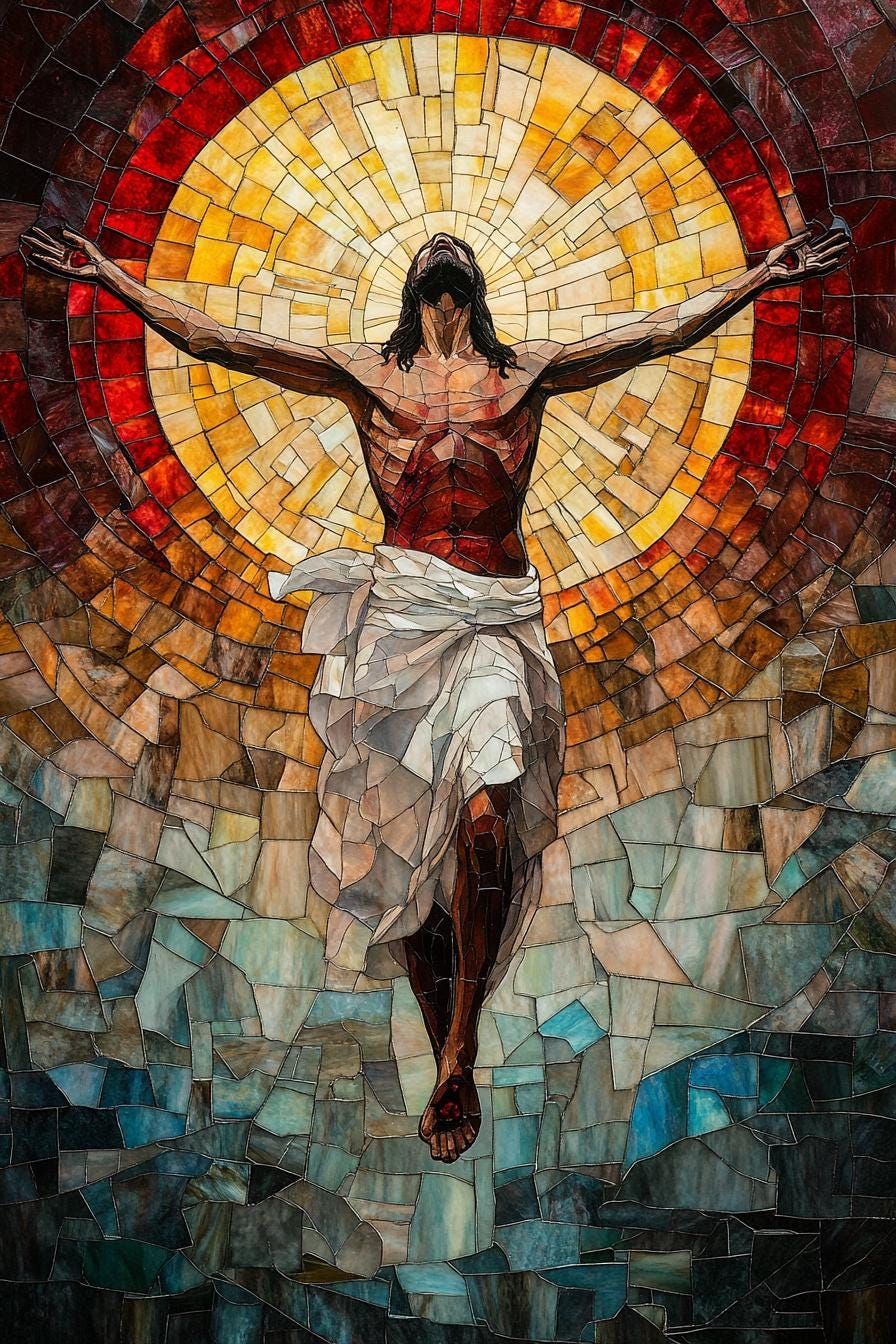 Jesus Christ Resurrection Stained Glass Window Film – Custom Decorative Privacy Film,Non-Adhesive Static Cling,UV Blocking for Home & Church